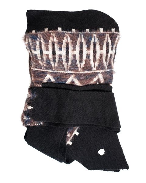 Fair Isle Ear Knit Long Scarf Hoodie / マフラー フード / ブラック / AC-SV-NRA-1003