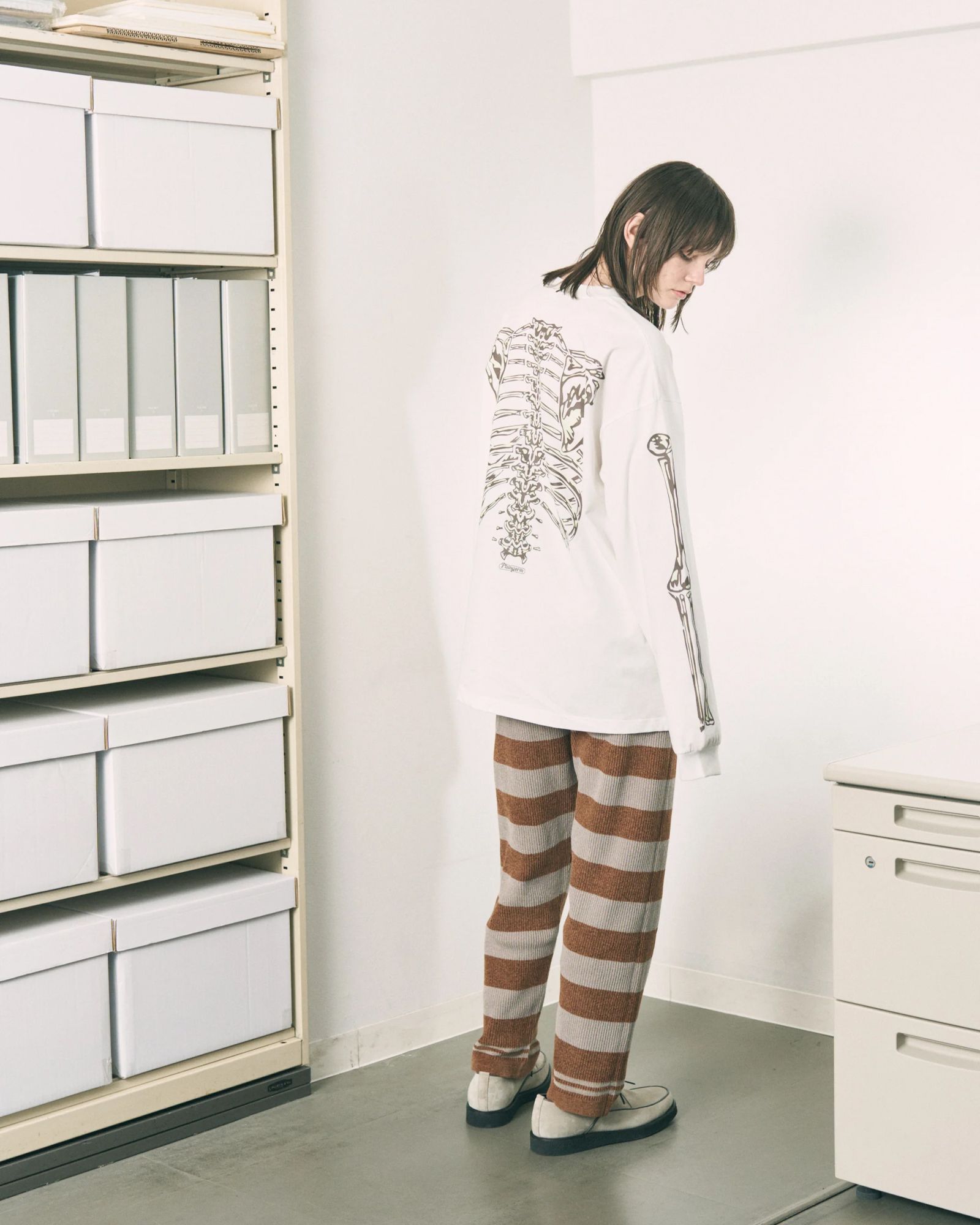 Bone L/S Tee / ボーン ロングスリーブTシャツ / ホワイト / PD-262-LCS-051