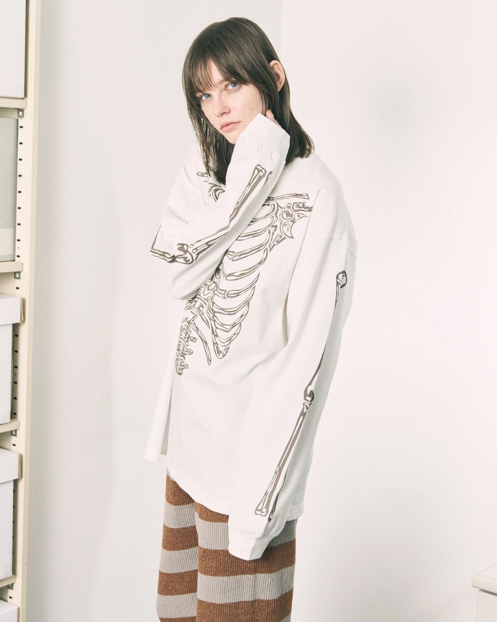 Bone L/S Tee / ボーン ロングスリーブTシャツ / ホワイト / PD-262-LCS-051
