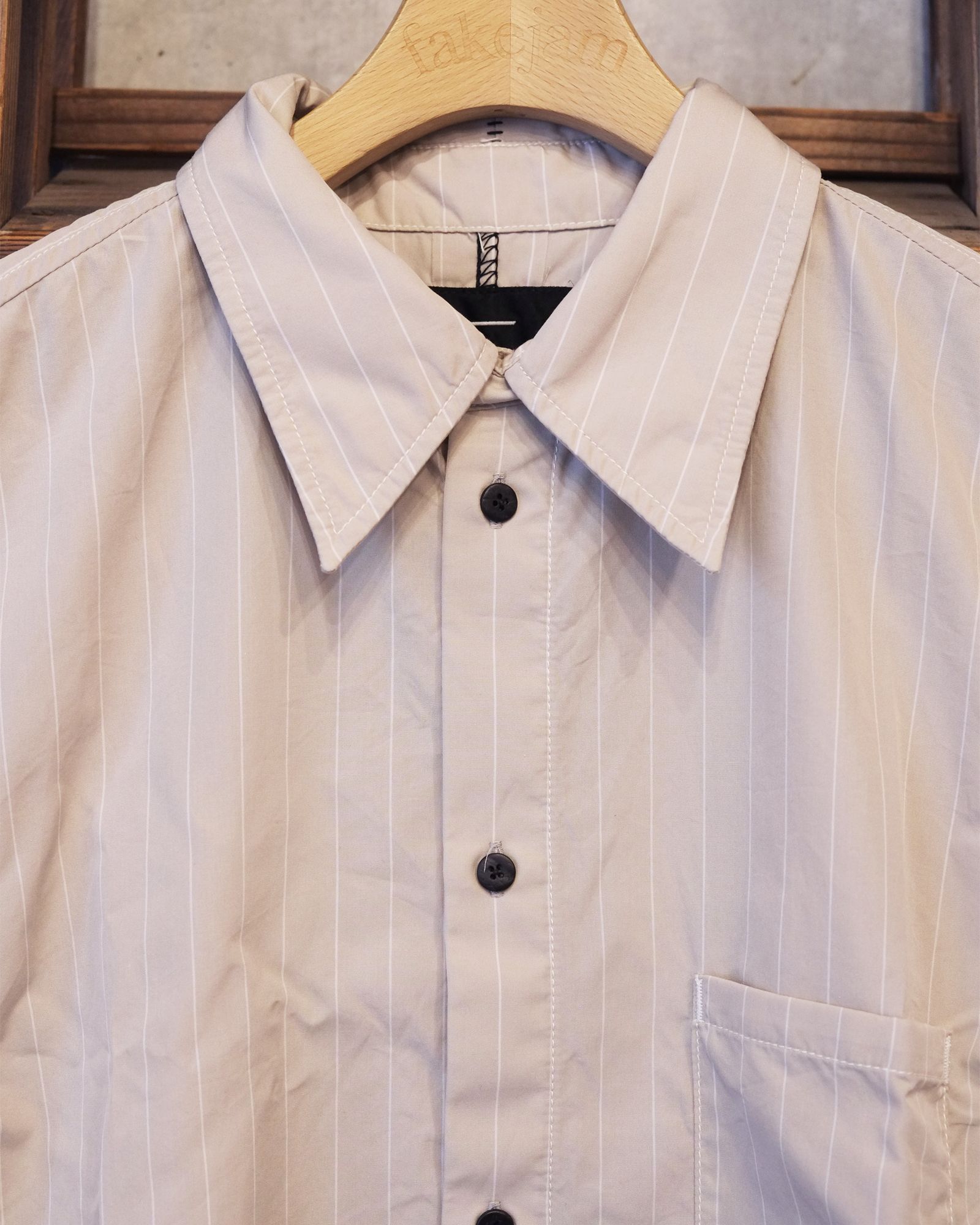 Bootleg Stripe Shirts With Patched(MIN) / ストライプ シャツ / サンド / M-P4-BG13