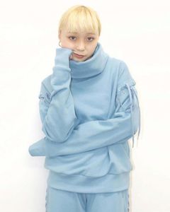 Lace Up Turtle Neck Sweat Shirt