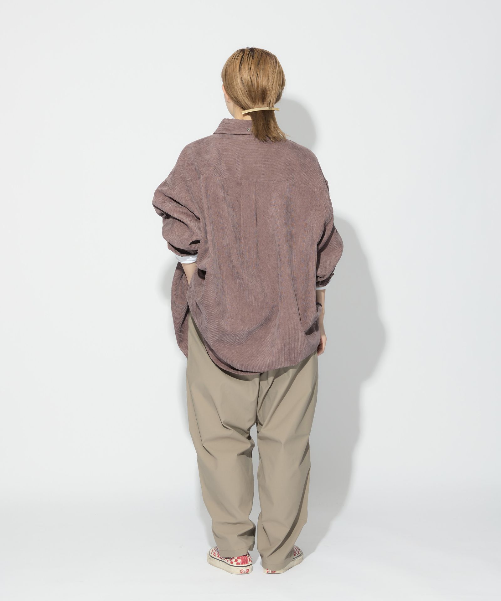 OVERSIZED CORDUROY SHIRT / オーバーサイズ コーデュロイ シャツ / レディッシュブラウン / MTM-SH-0164-23-C