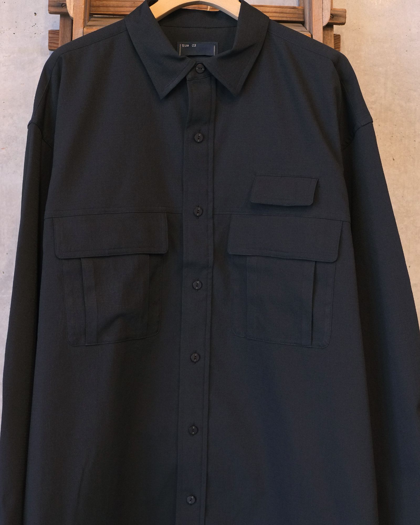 Breathable Linen Luggage L/S SH / ロングスリーブ シャツ / ブラック / MW-SH26102