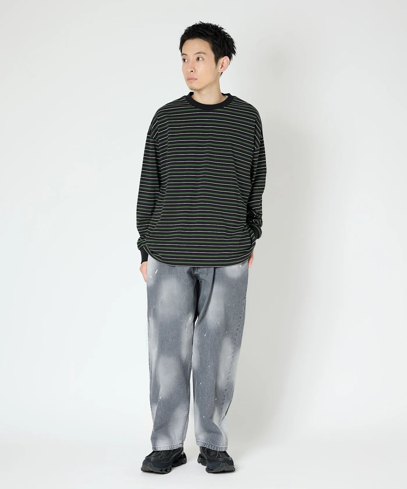 MULTI BORDER L/S TEE / マルチ ボーダー ロングスリーブTシャツ / グリーン / MTM-CS-0301-25-C