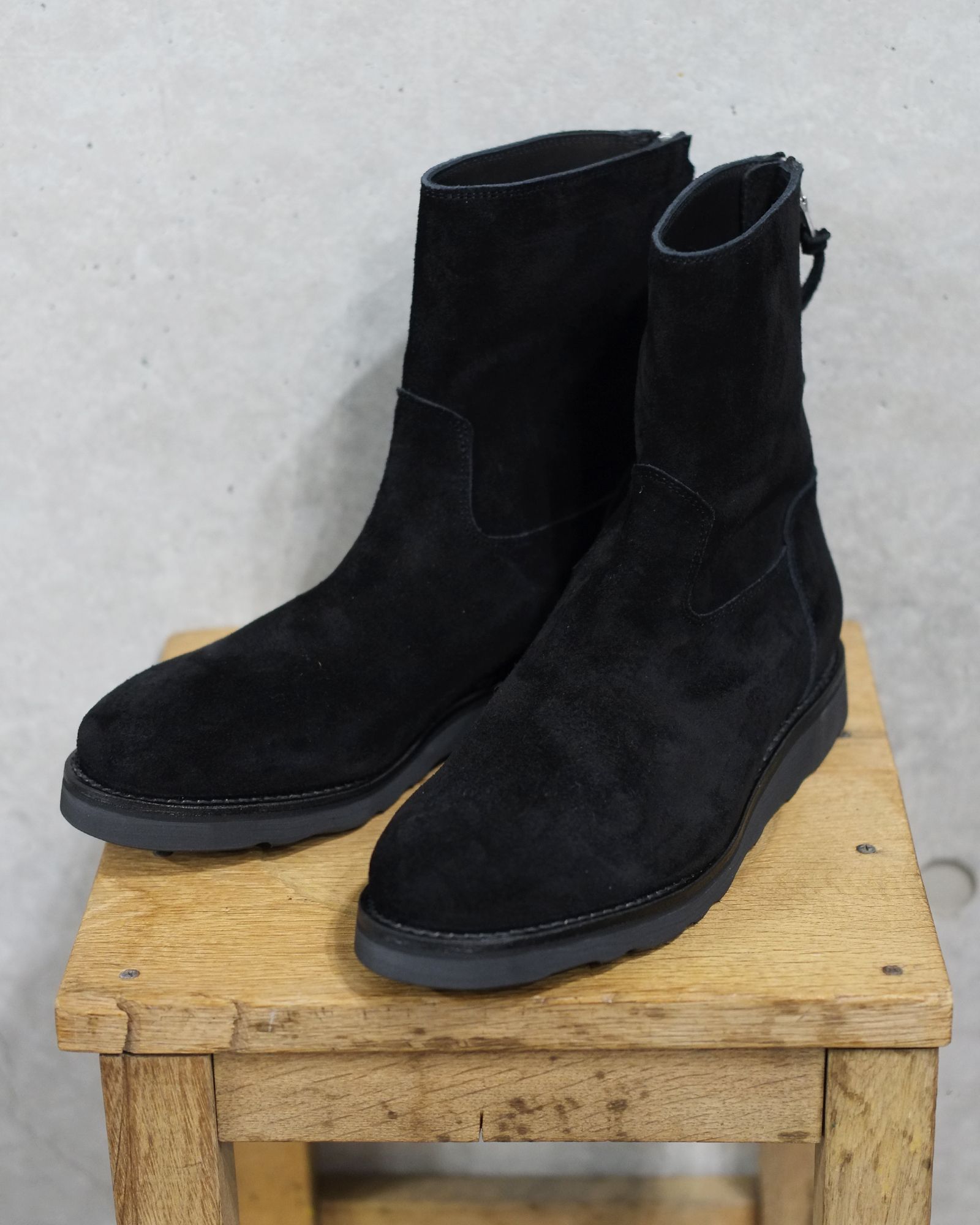 MINEDENIM - Suede Leather Back Zip Boots | fakejam
