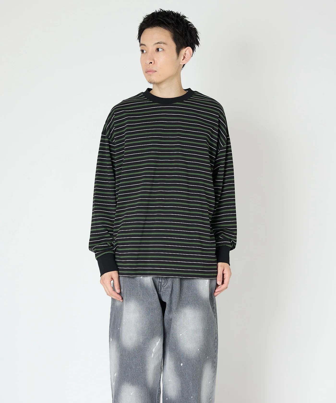 MULTI BORDER L/S TEE / マルチ ボーダー ロングスリーブTシャツ / グリーン / MTM-CS-0301-25-C