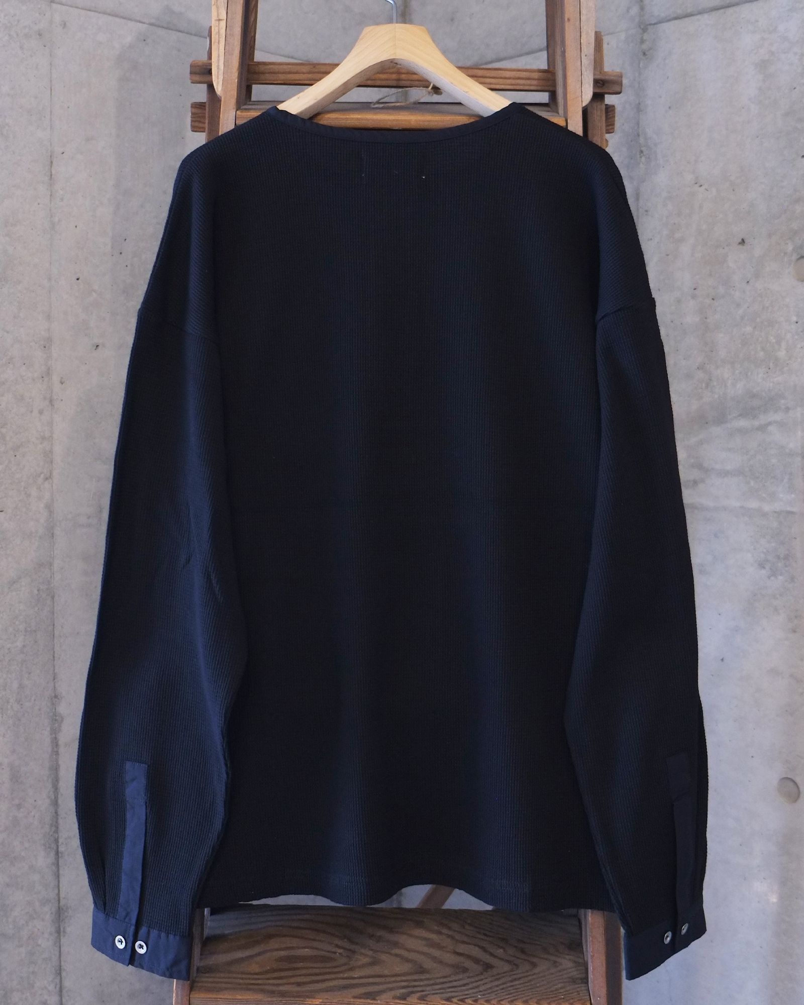 Double Henley L/S Tee / ヘンリー ロングスリーブTシャツ / ブラック / PD-262-LCS-041