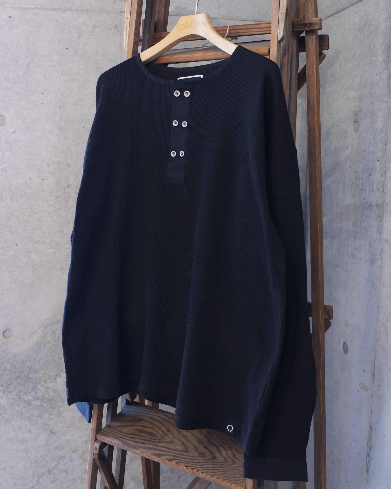 Double Henley L/S Tee / ヘンリー ロングスリーブTシャツ / ブラック / PD-262-LCS-041