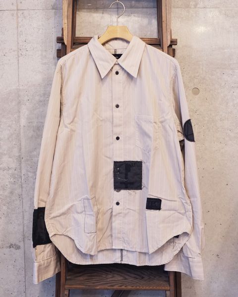Bootleg Stripe Shirts With Patched(MIN) / ストライプ シャツ / サンド / M-P4-BG13