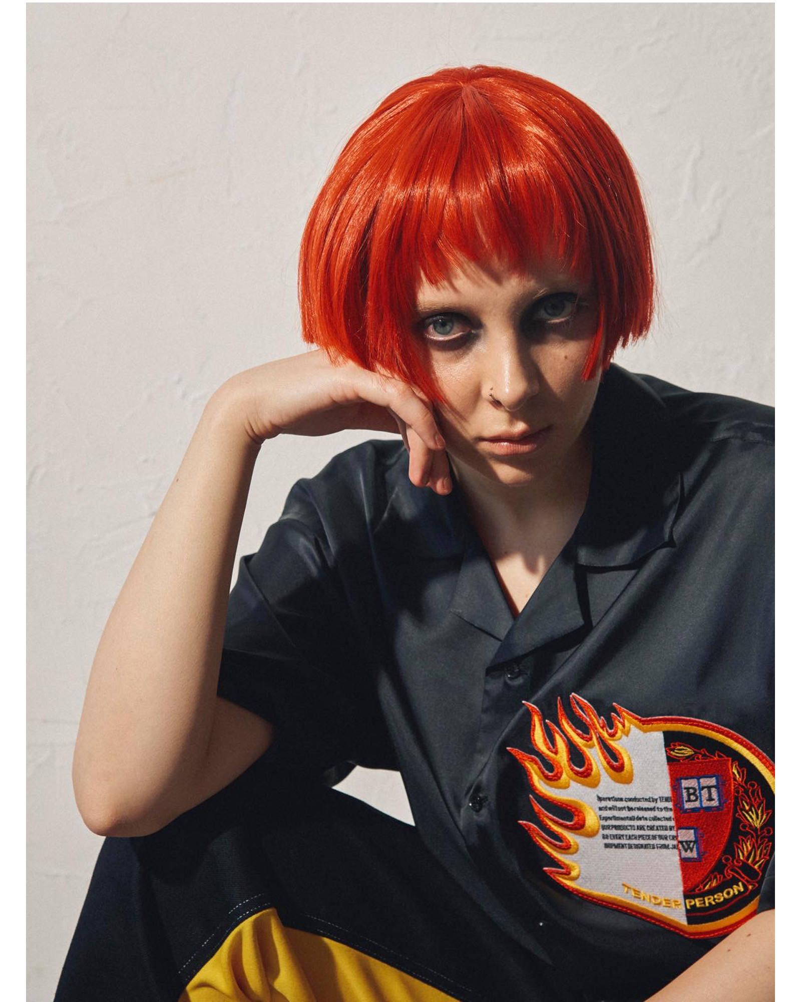 Emblem Open Coller Shirt -HARF SLEEVE-