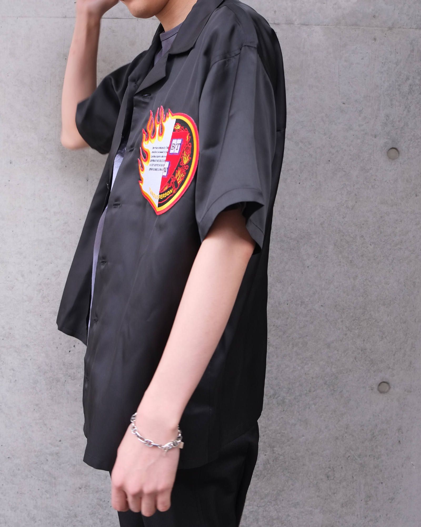 Emblem Open Coller Shirt -HARF SLEEVE-