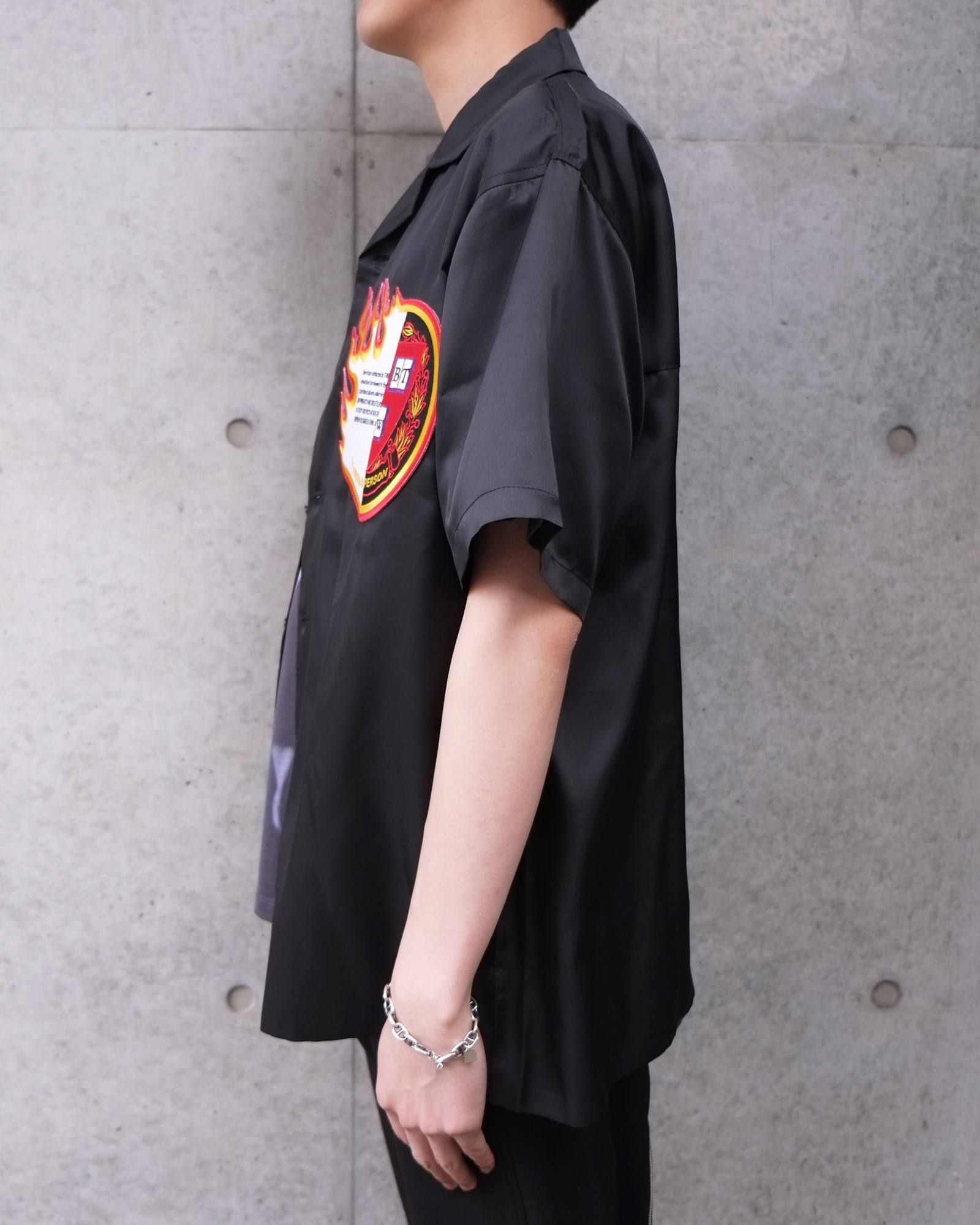 Emblem Open Coller Shirt -HARF SLEEVE-