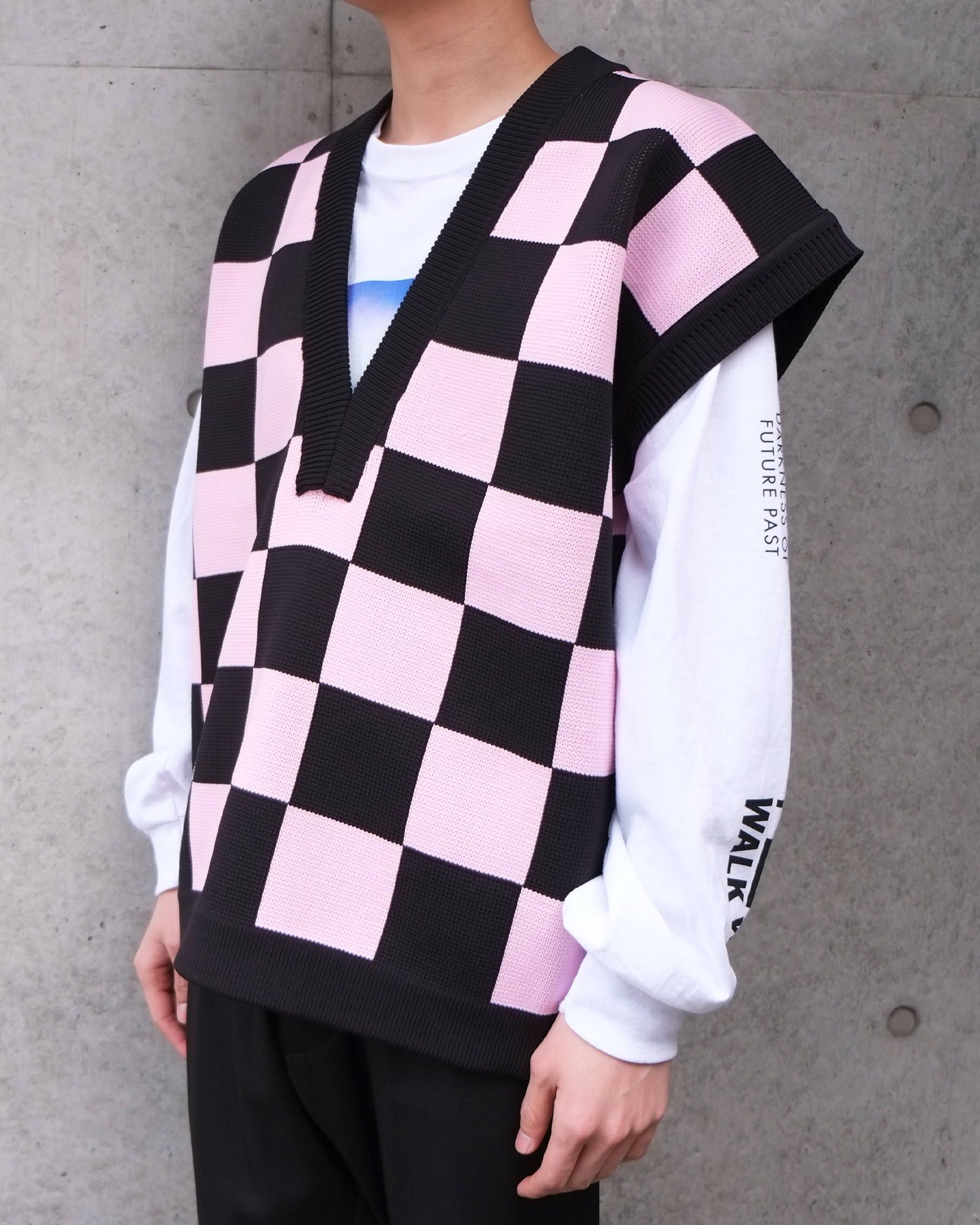 TENDER PERSON - Flag Check Knit Vest | fakejam