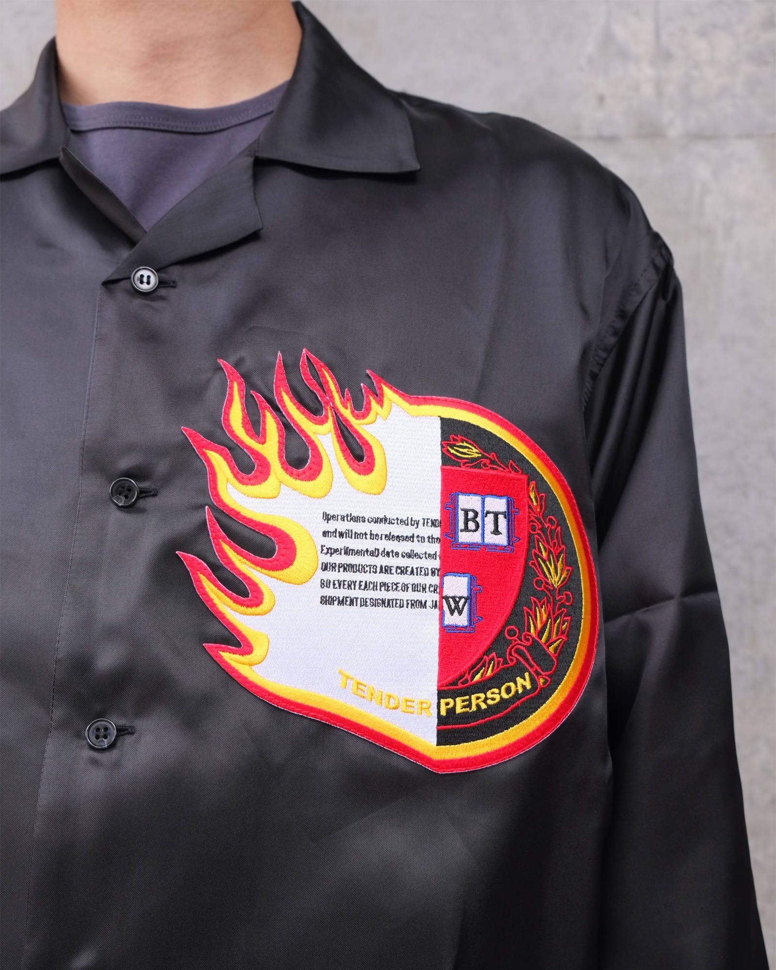 Emblem Open Coller Shirt -LONG SLEEVE-