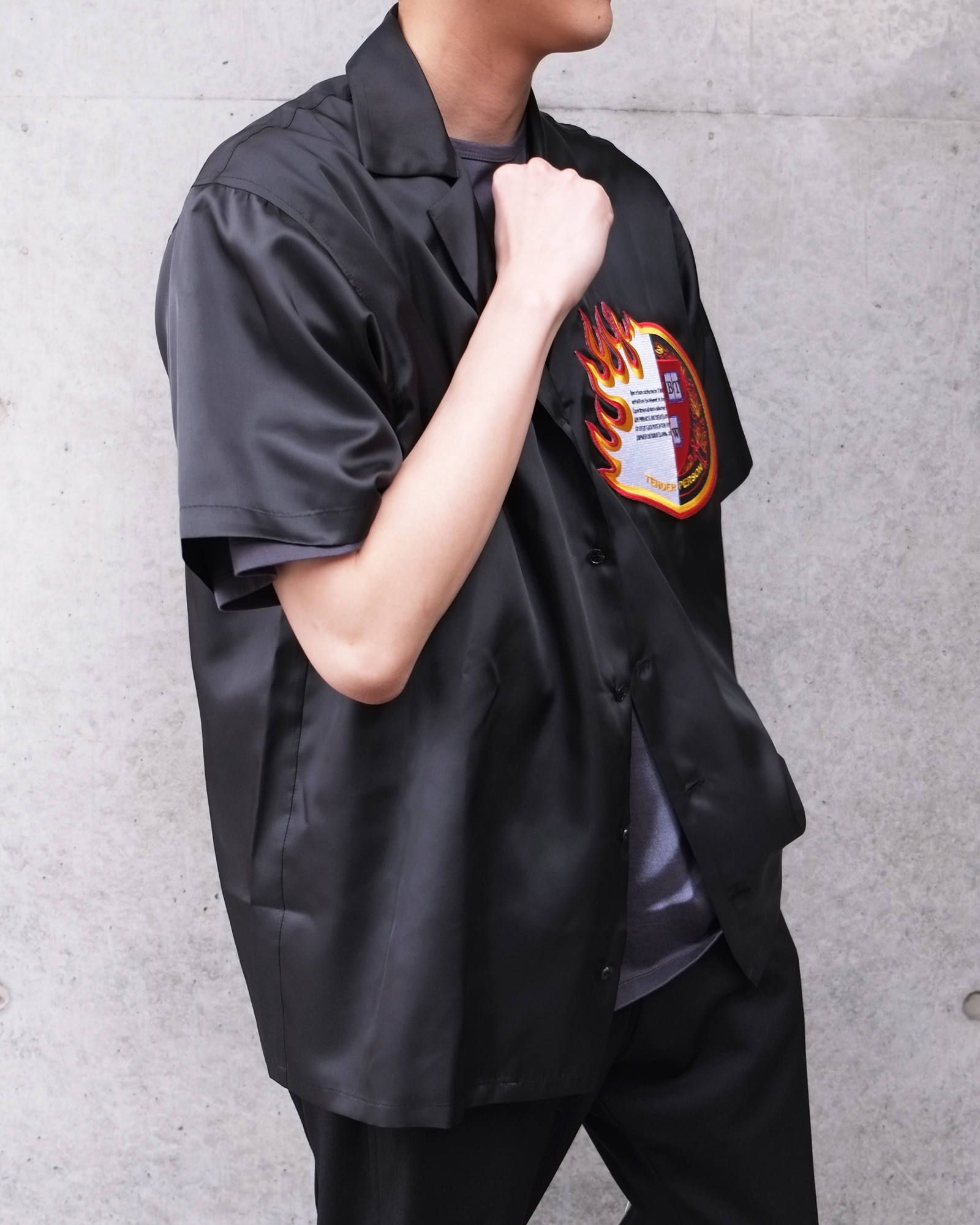 Emblem Open Coller Shirt -HARF SLEEVE-