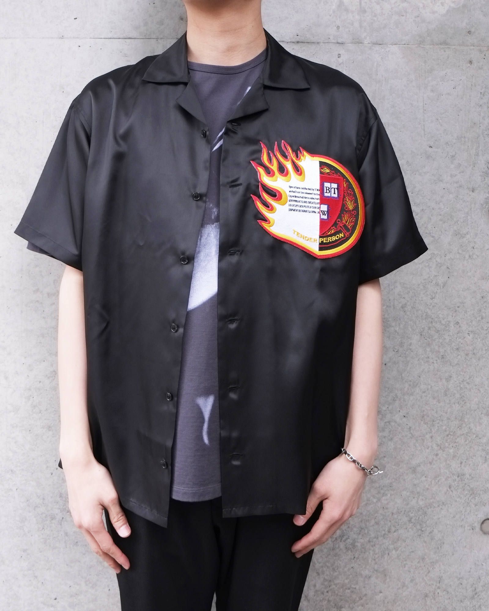 TENDER PERSON - Emblem Open Coller Shirt -HARF SLEEVE- | fakejam