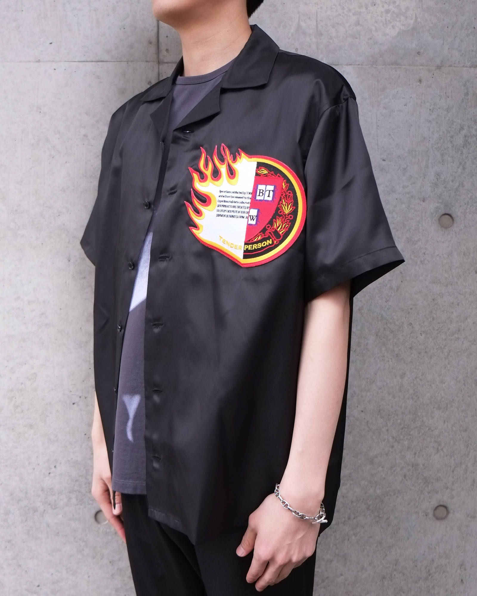 Emblem Open Coller Shirt -HARF SLEEVE-