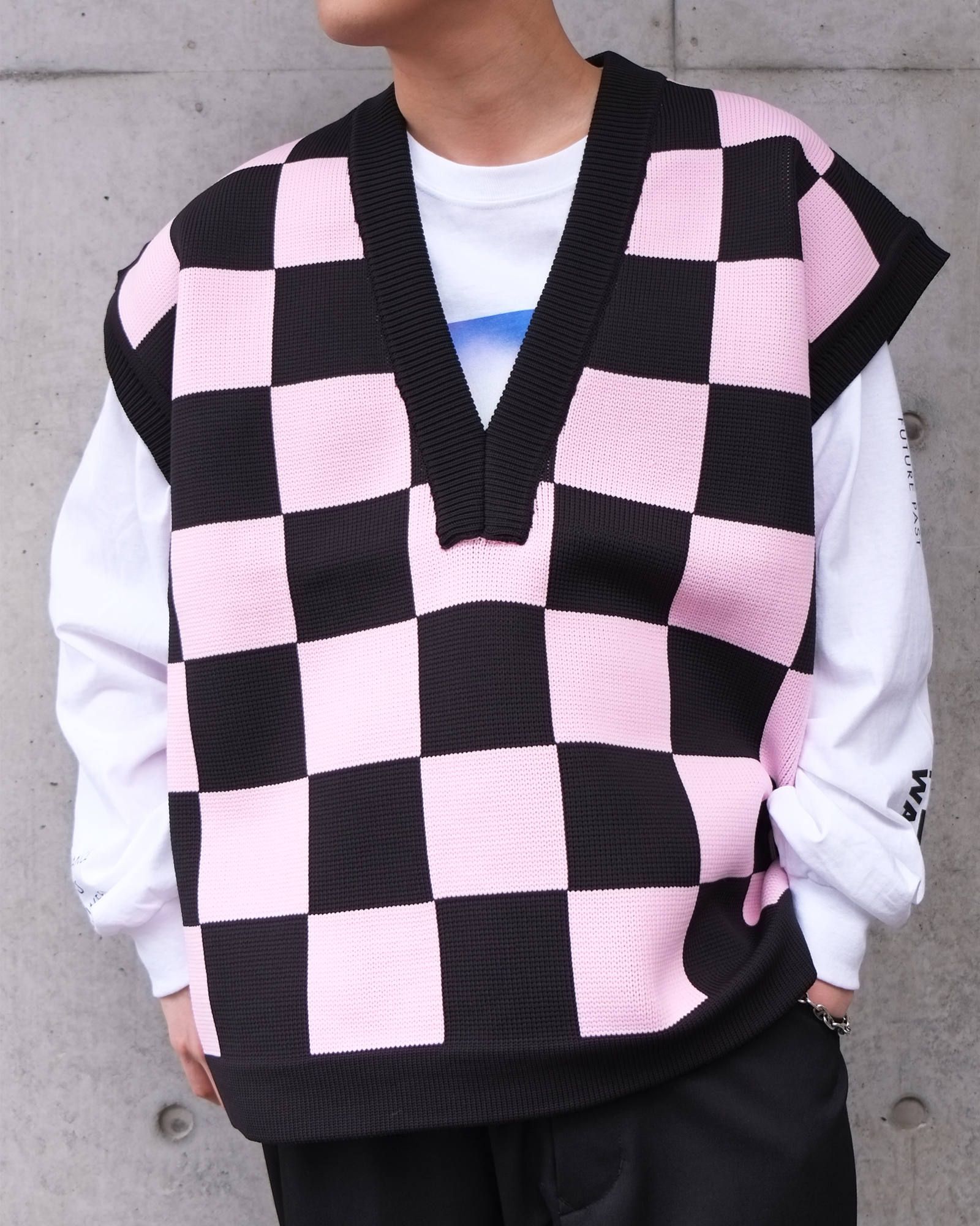 Flag Check Knit Vest