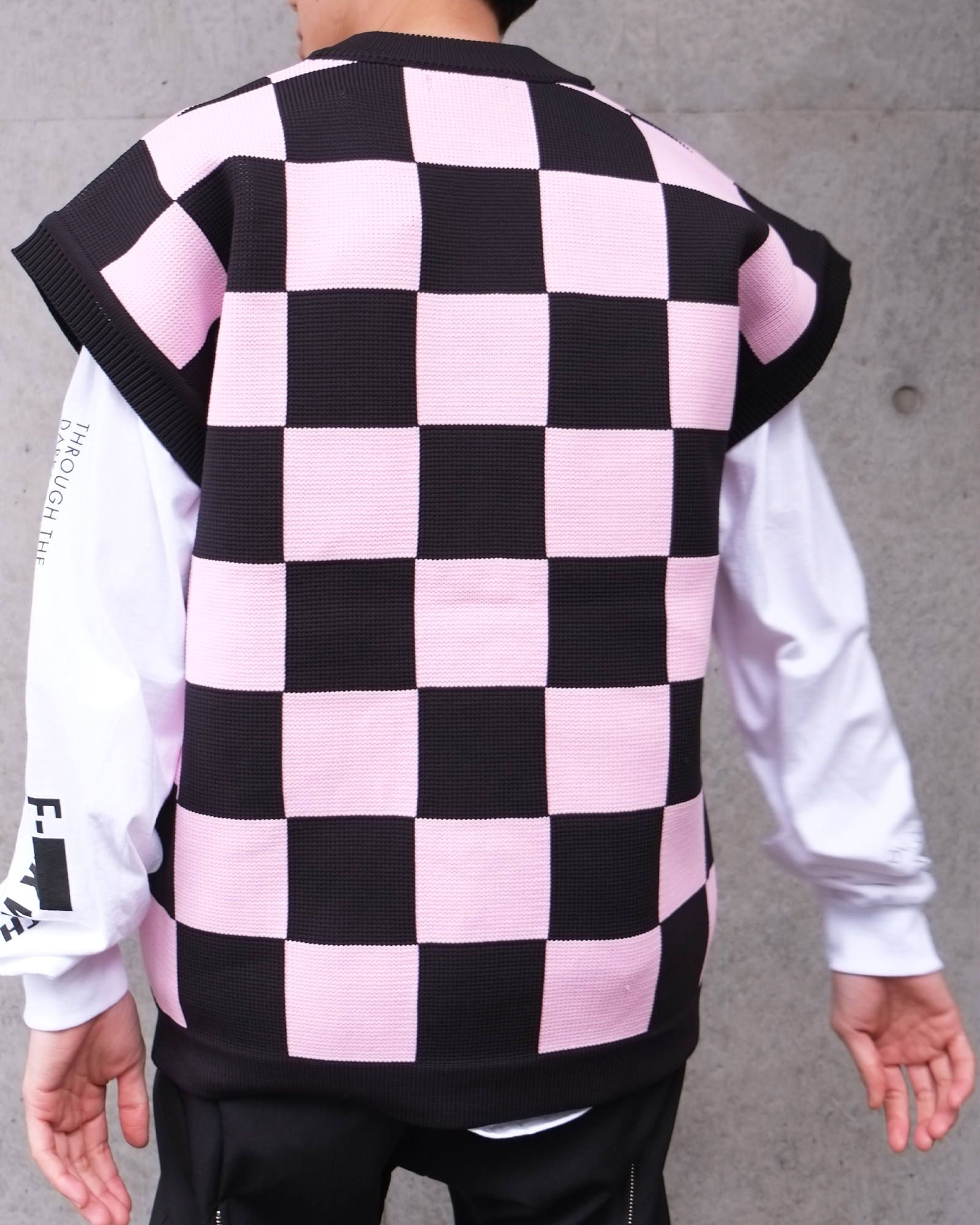 TENDER PERSON - Flag Check Knit Vest | fakejam