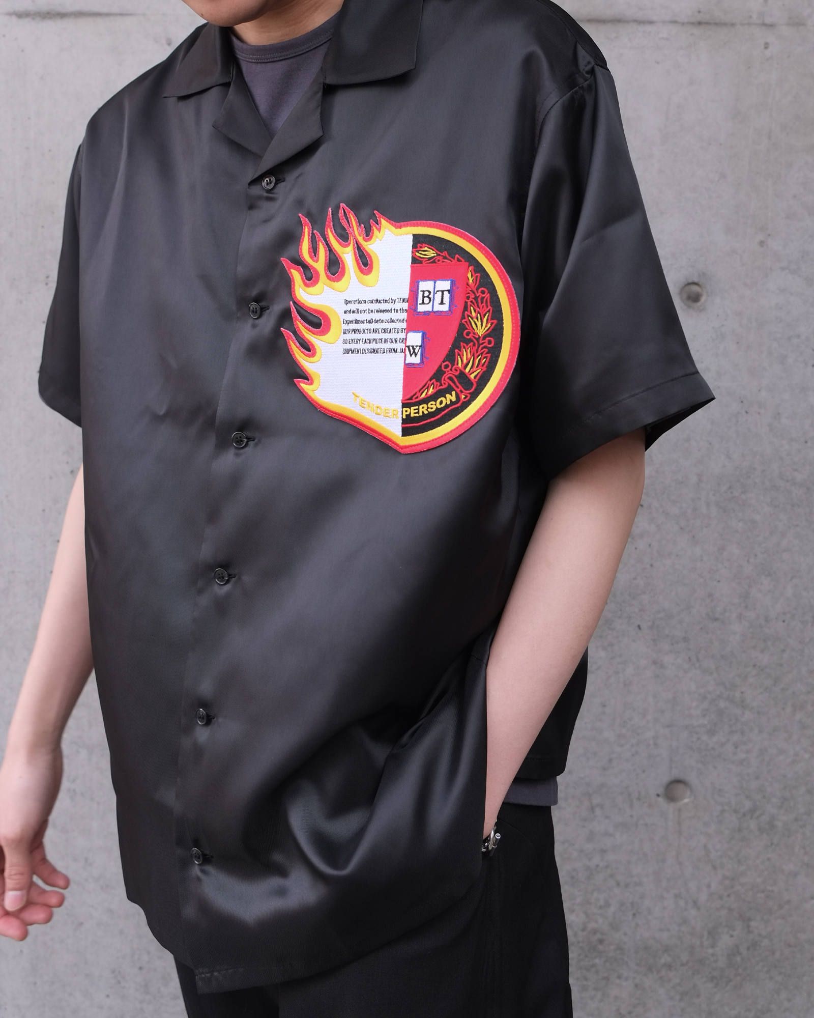 Emblem Open Coller Shirt -HARF SLEEVE-