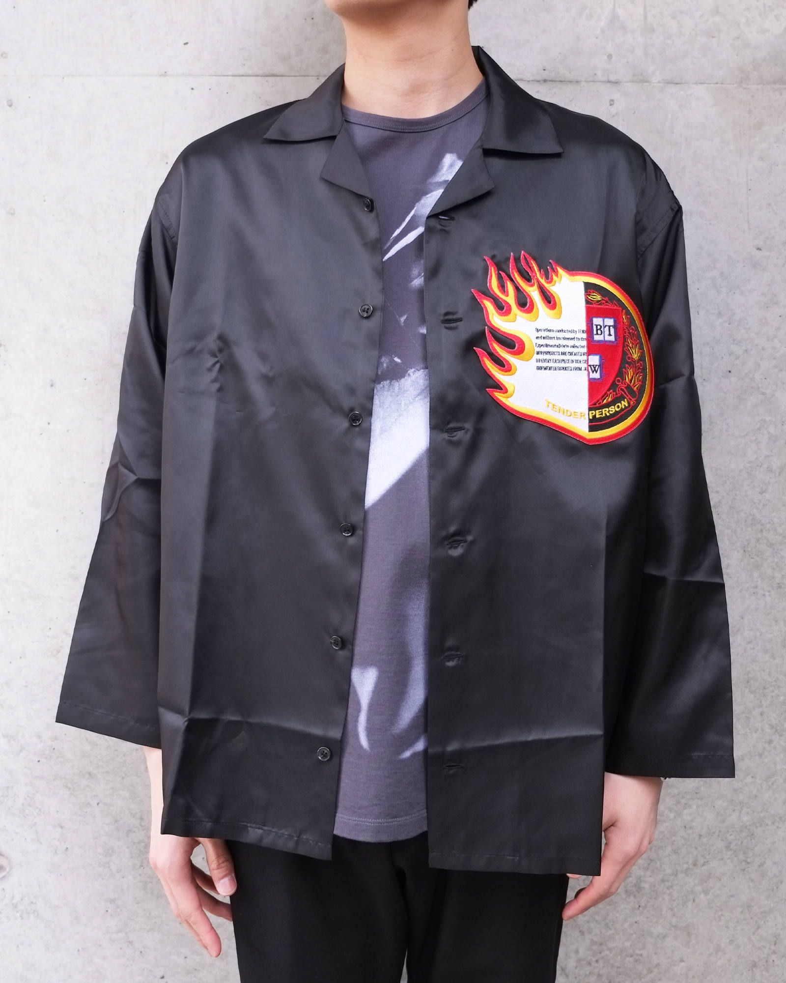Emblem Open Coller Shirt -LONG SLEEVE-