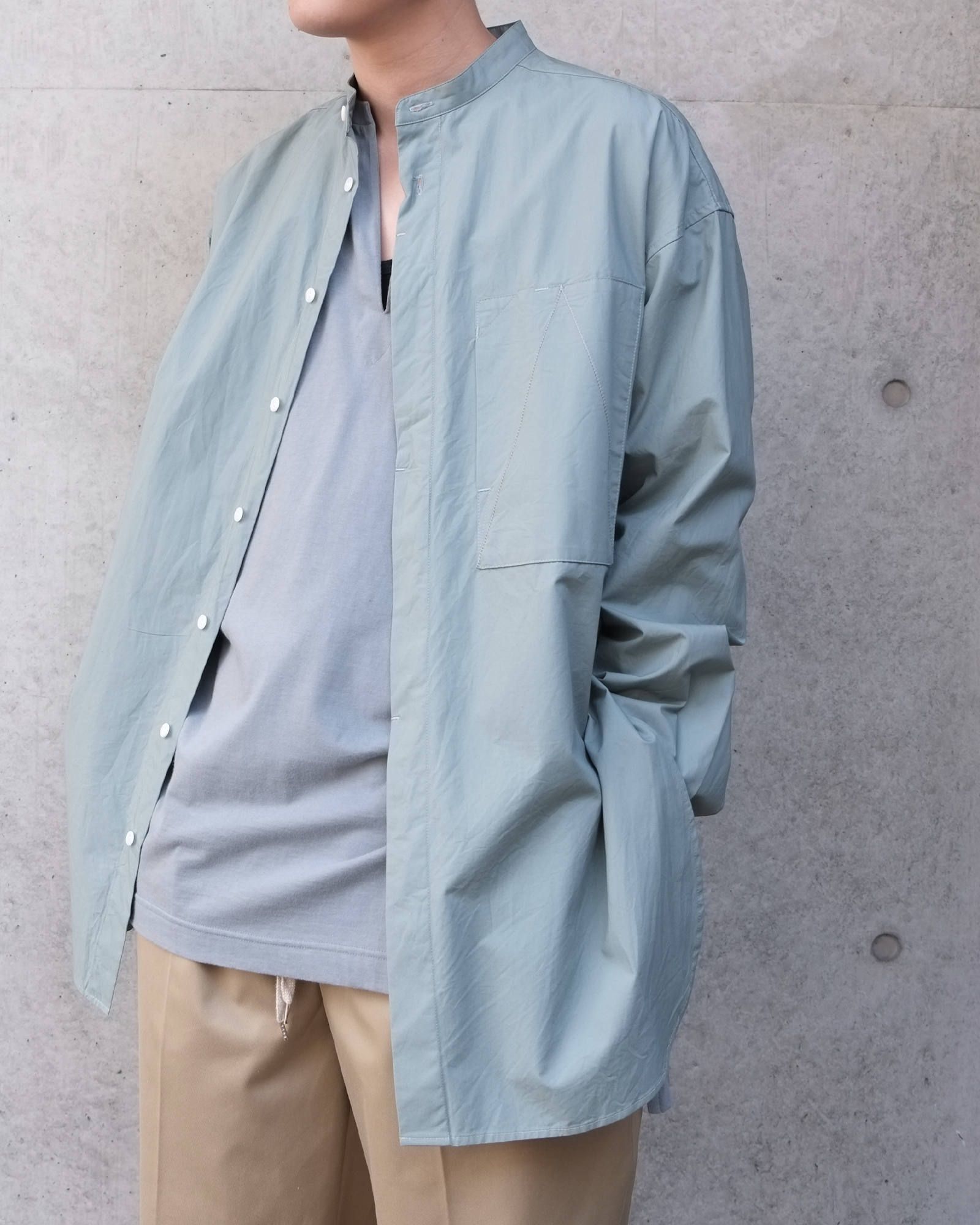 ANEI SLASH STRAP SHIRT バンドカラー | solabot.com