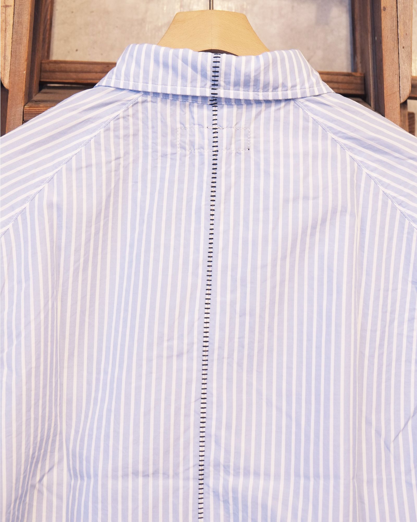 Bootleg Stripe Shirts With Patched(MIN) / ストライプ シャツ / サックス / M-P4-BG13