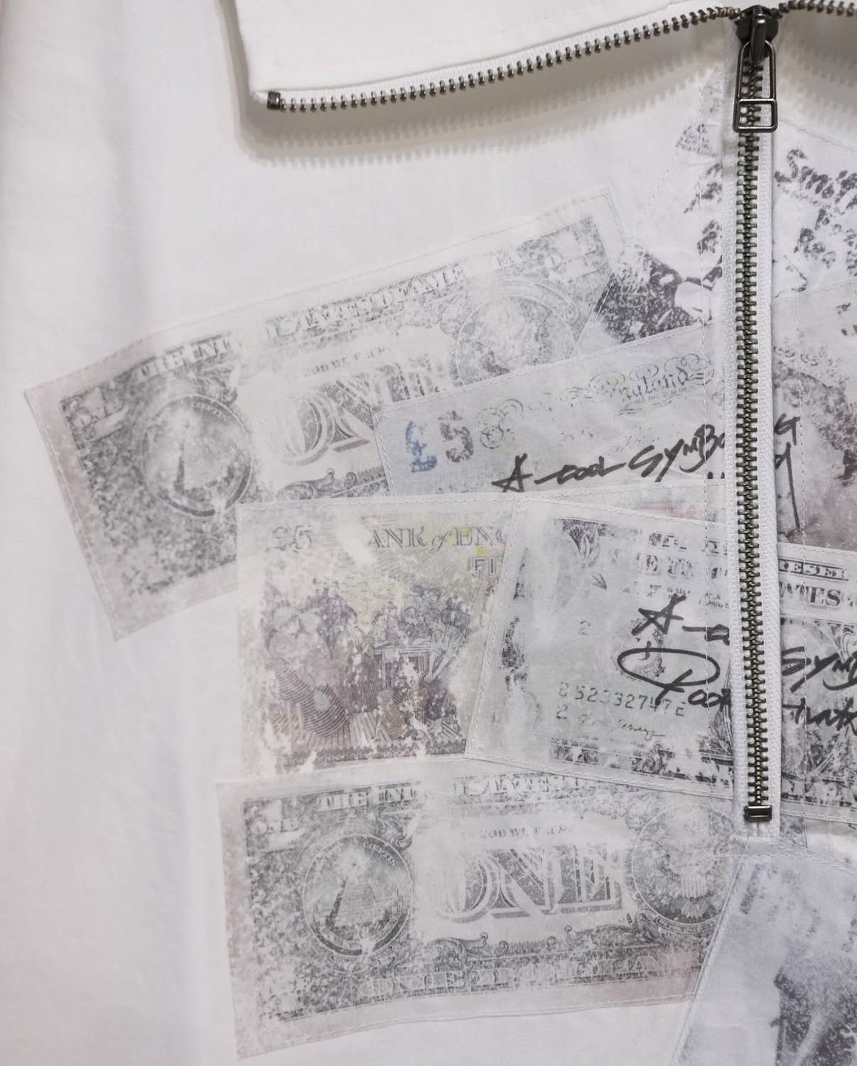 Paper Pasting Zip Shirt