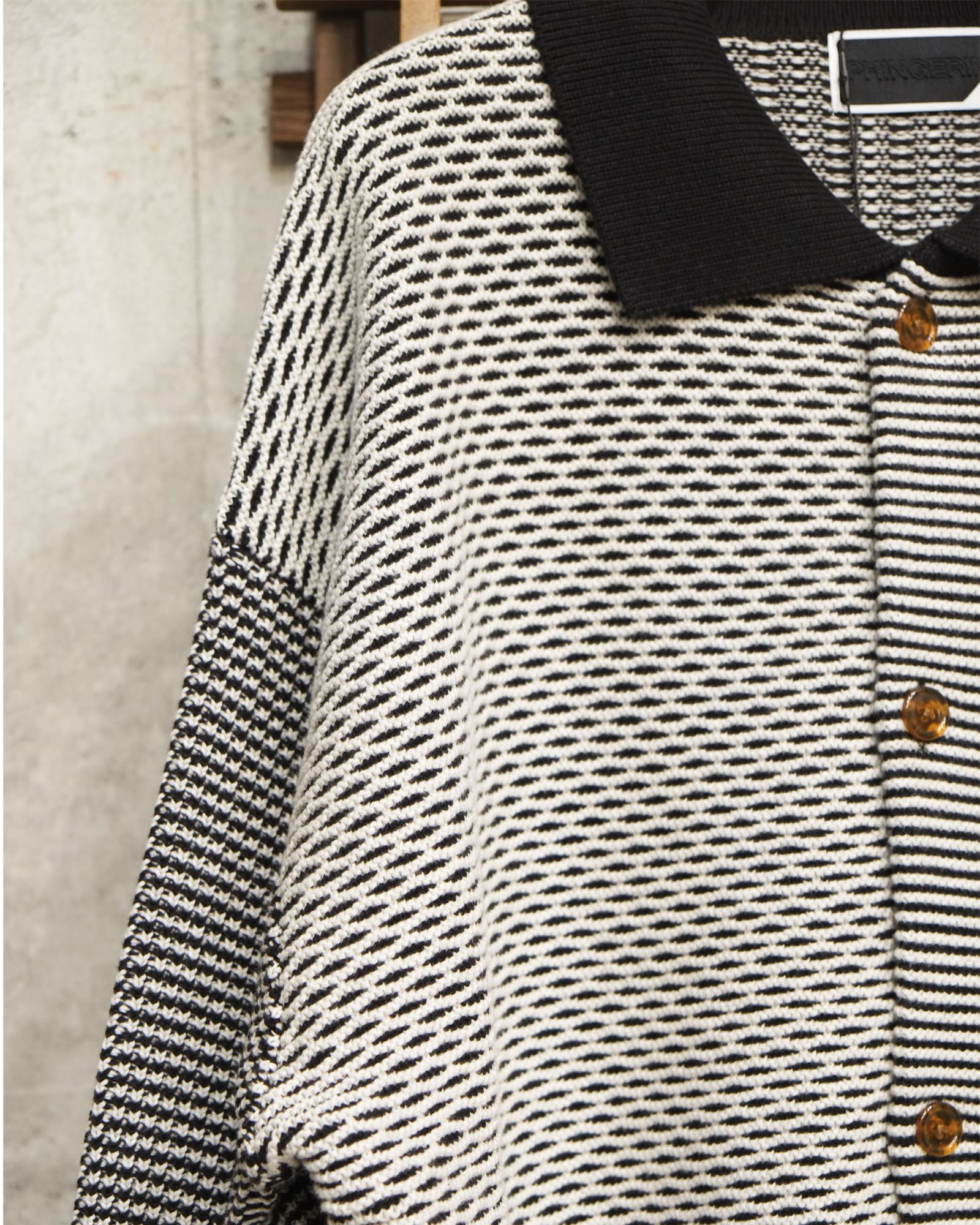 Multi Knit Shirt Jacket / シャツ ニット / ブラック×ホワイト / PD-262-KN-051
