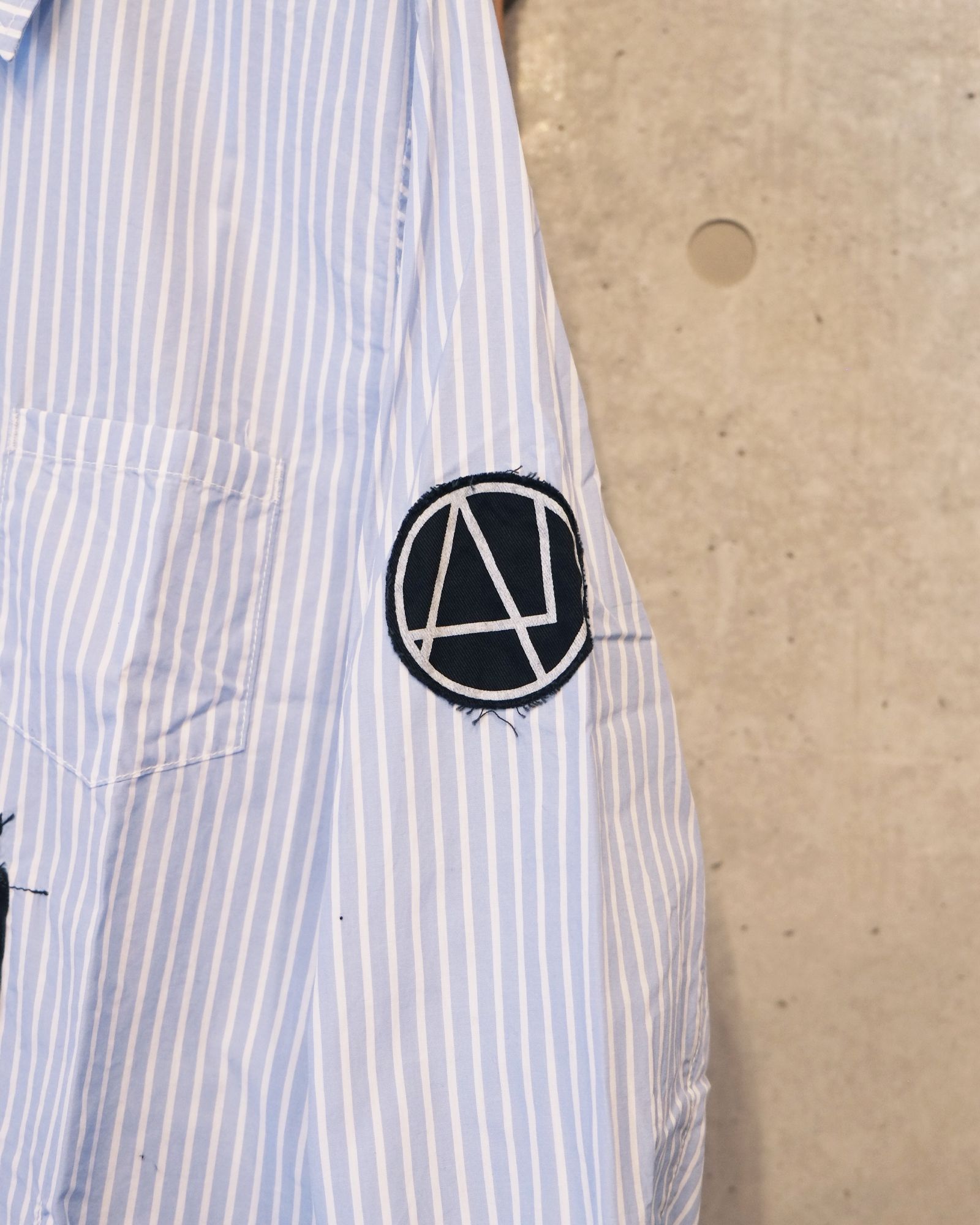 Bootleg Stripe Shirts With Patched(MIN) / ストライプ シャツ / サックス / M-P4-BG13