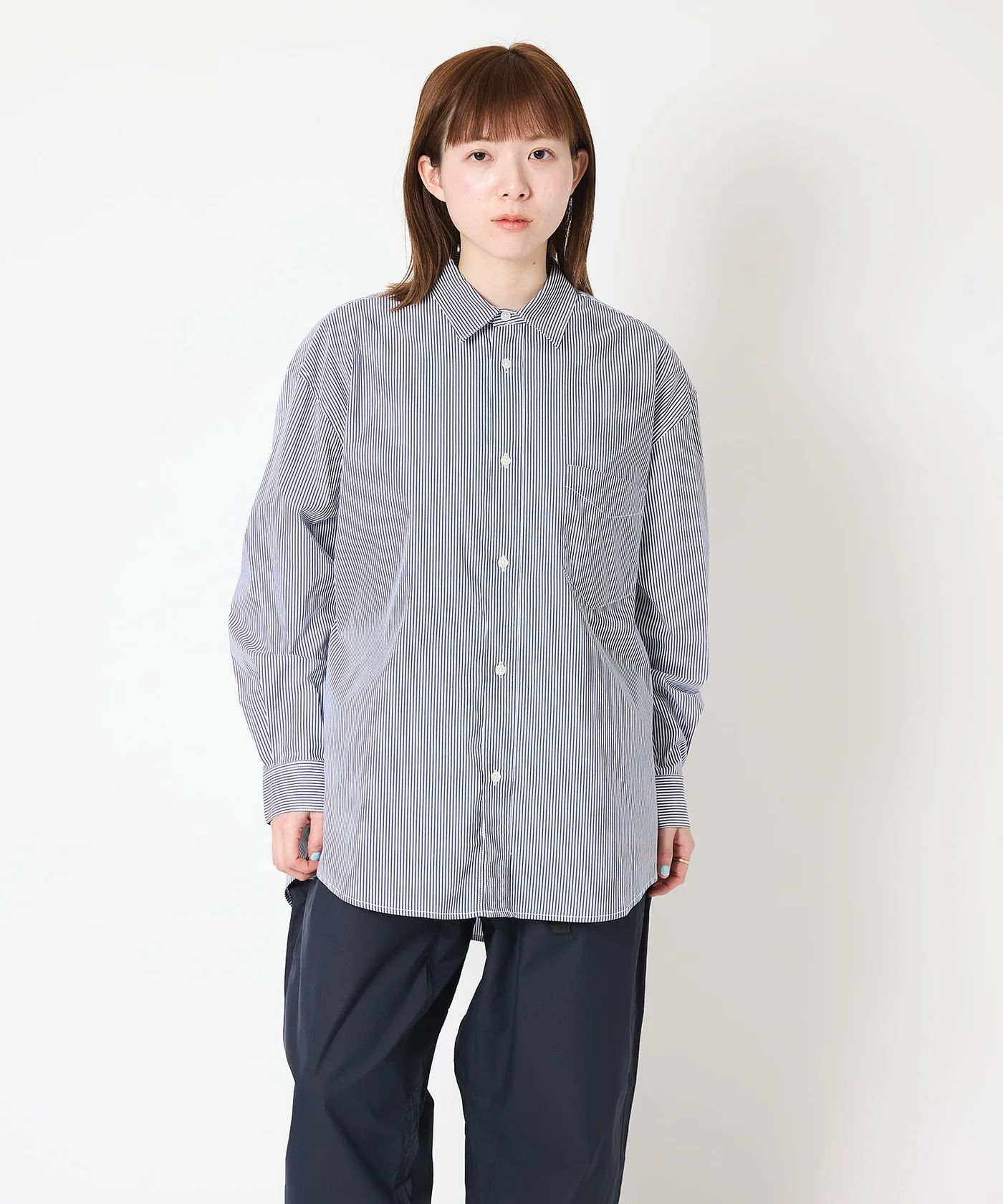 LOOSE STRIPE SHIRT L/S / ルーズ ストライプ シャツ / ネイビー / MTM-SH-0266-24-B