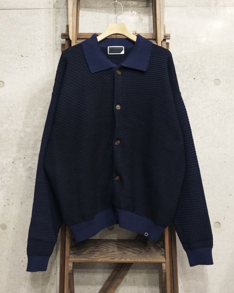 Multi Knit Shirt Jacket / シャツ ニット / ネイビー×ブラック / PD-262-KN-051