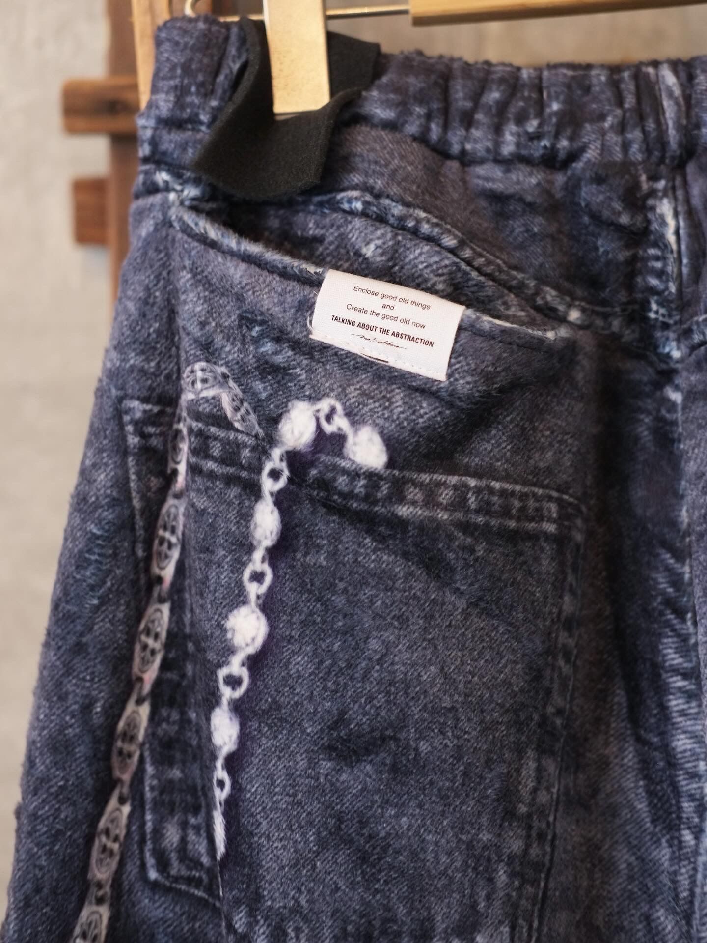 Fleece Denim Print Wide PT