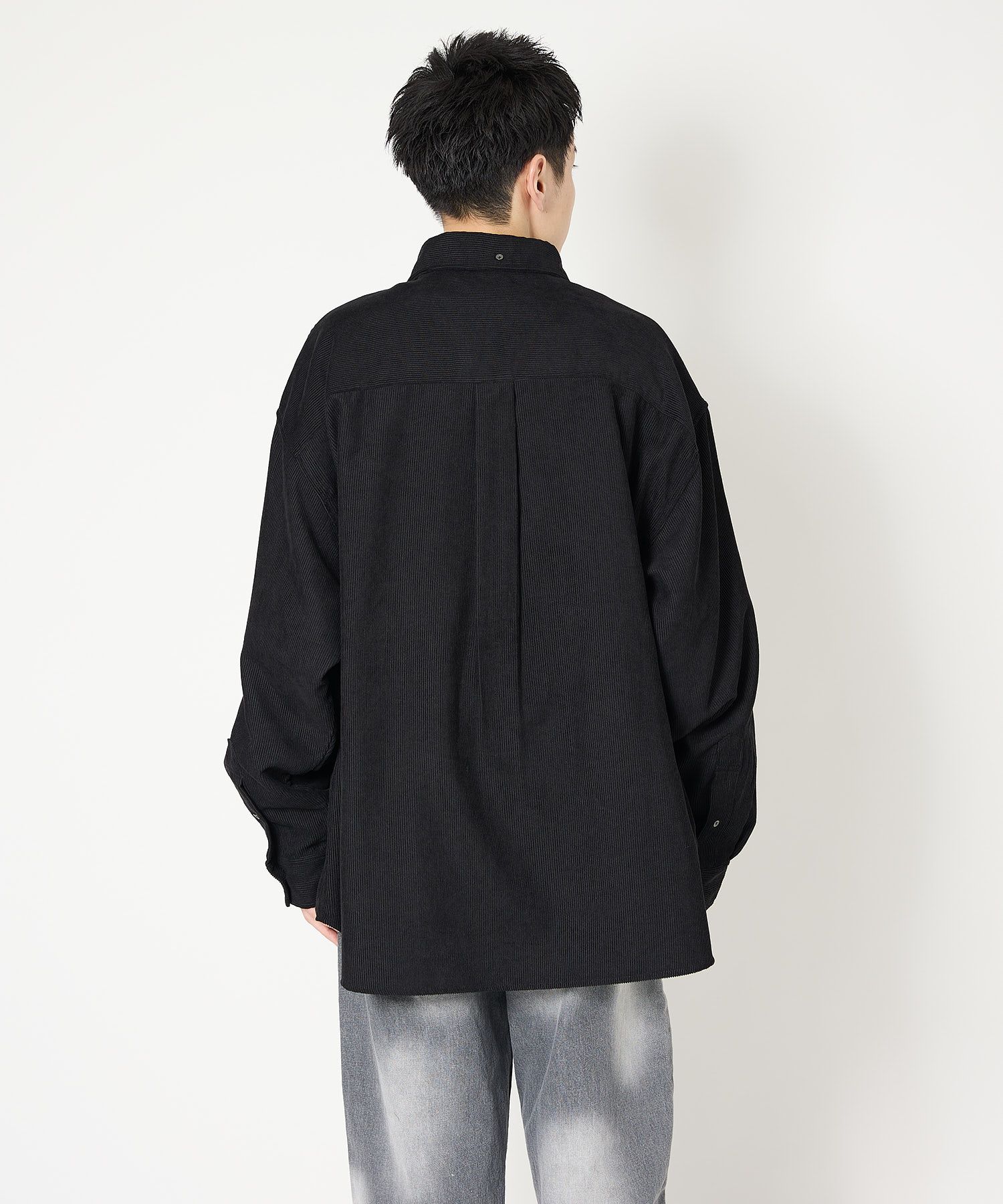 OVERSIZED CORDUROY SHIRT / オーバーサイズ コーデュロイ シャツ / ブラック / MTM-SH-0164-23-C