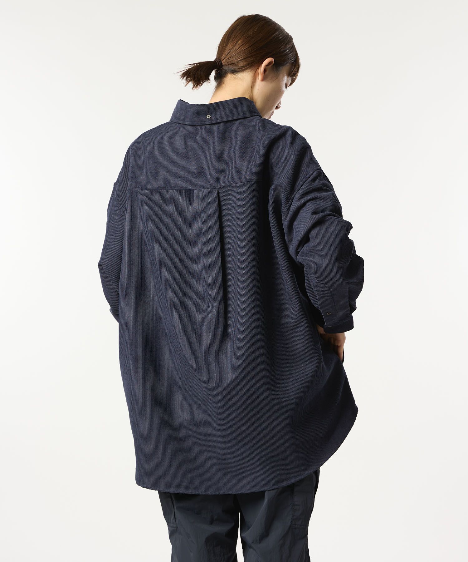 OVERSIZED CORDUROY SHIRT / オーバーサイズ コーデュロイ シャツ / ネイビー / MTM-SH-0164-23-C
