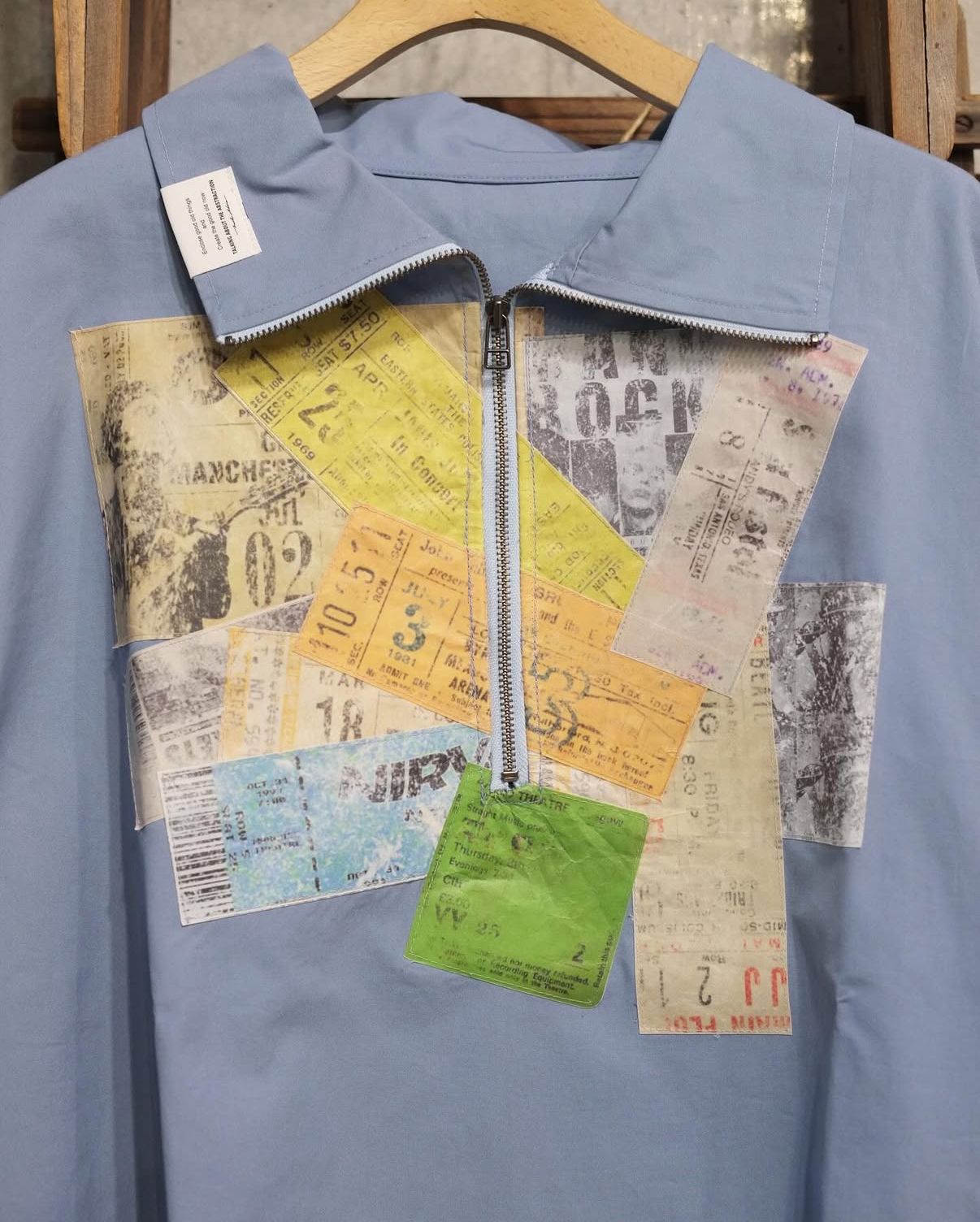 Paper Pasting Zip Shirt