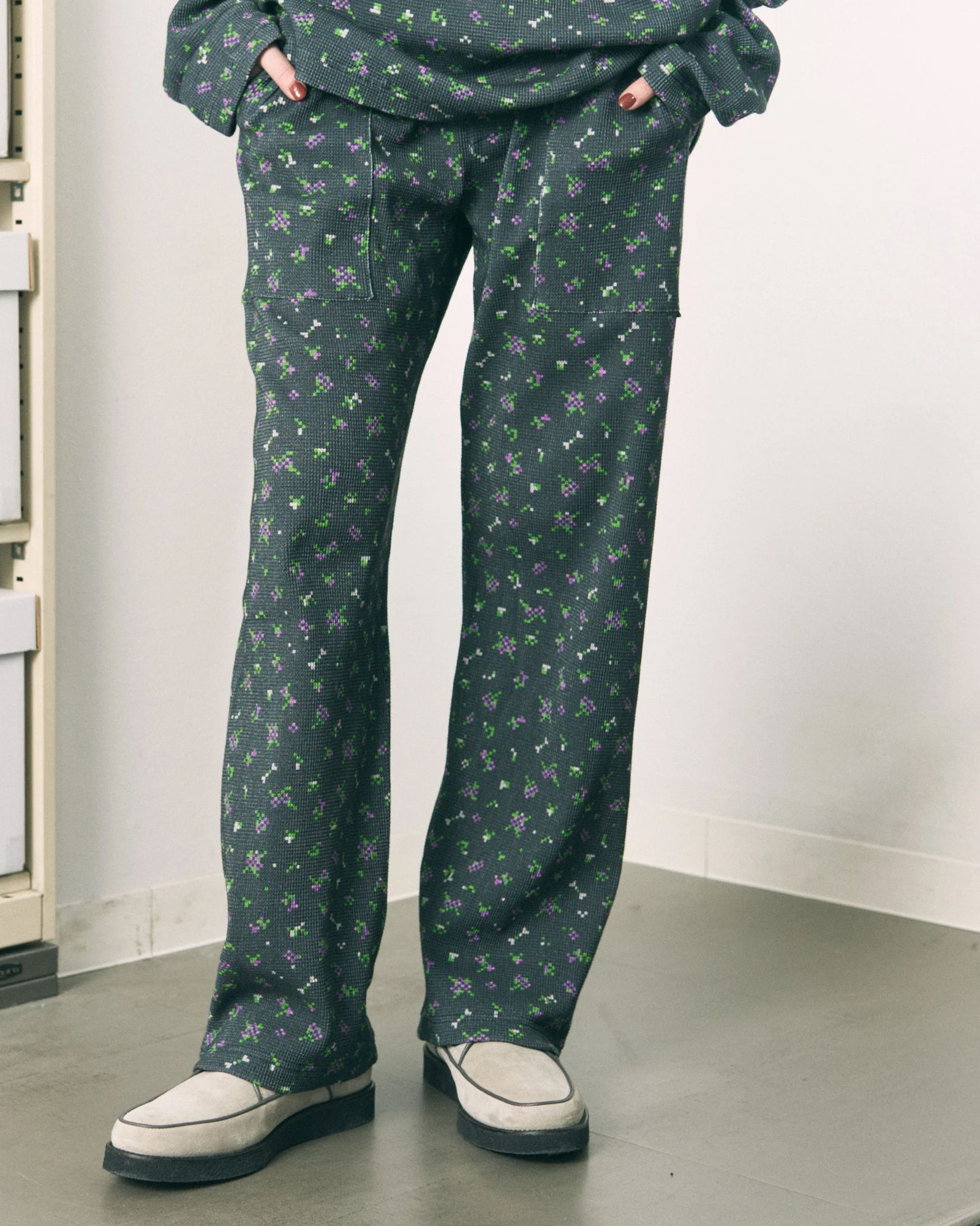 Flowe Waffle Pants / ワッフル パンツ / ブラック / PD-262-BT-081