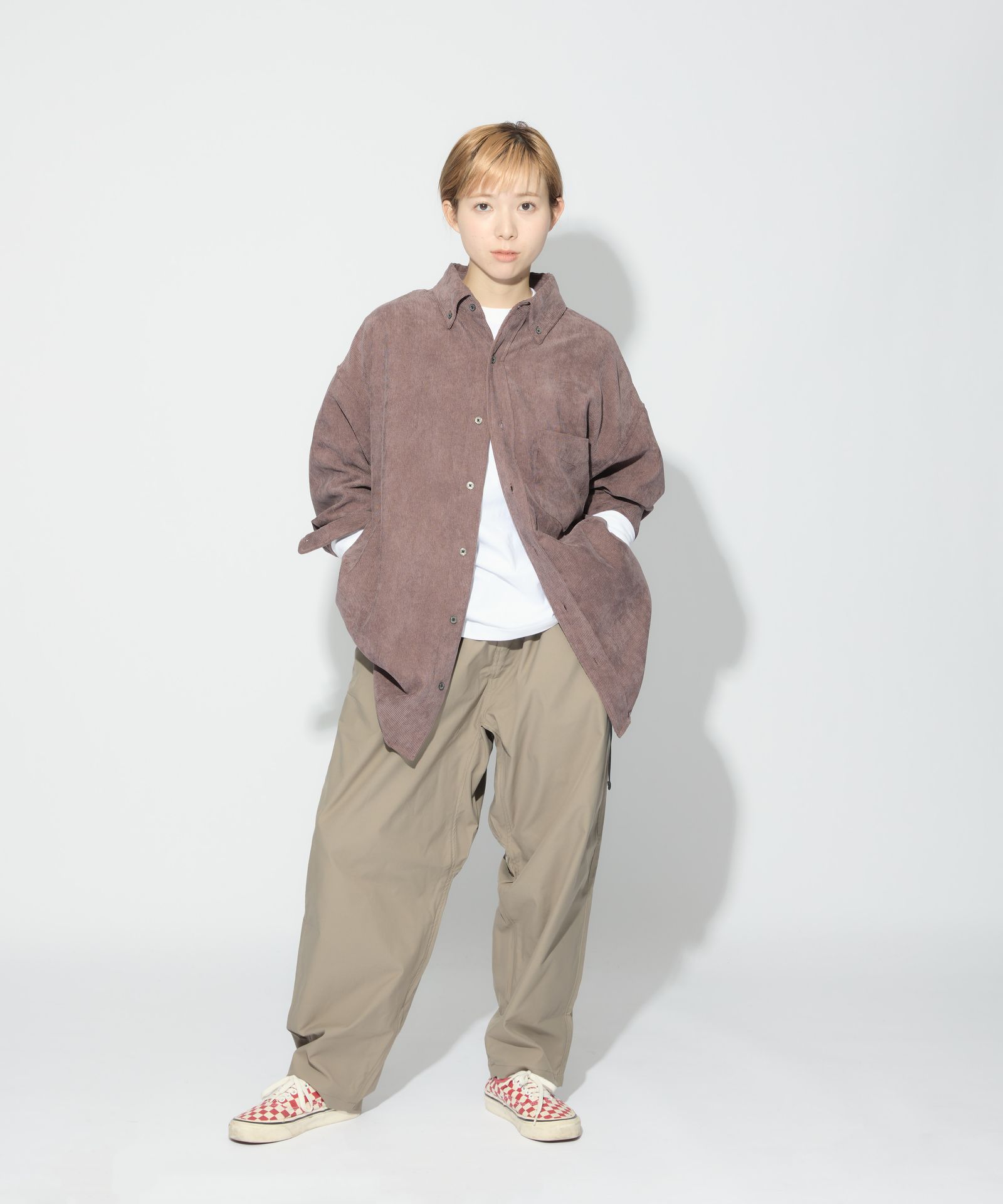 OVERSIZED CORDUROY SHIRT / オーバーサイズ コーデュロイ シャツ / レディッシュブラウン / MTM-SH-0164-23-C