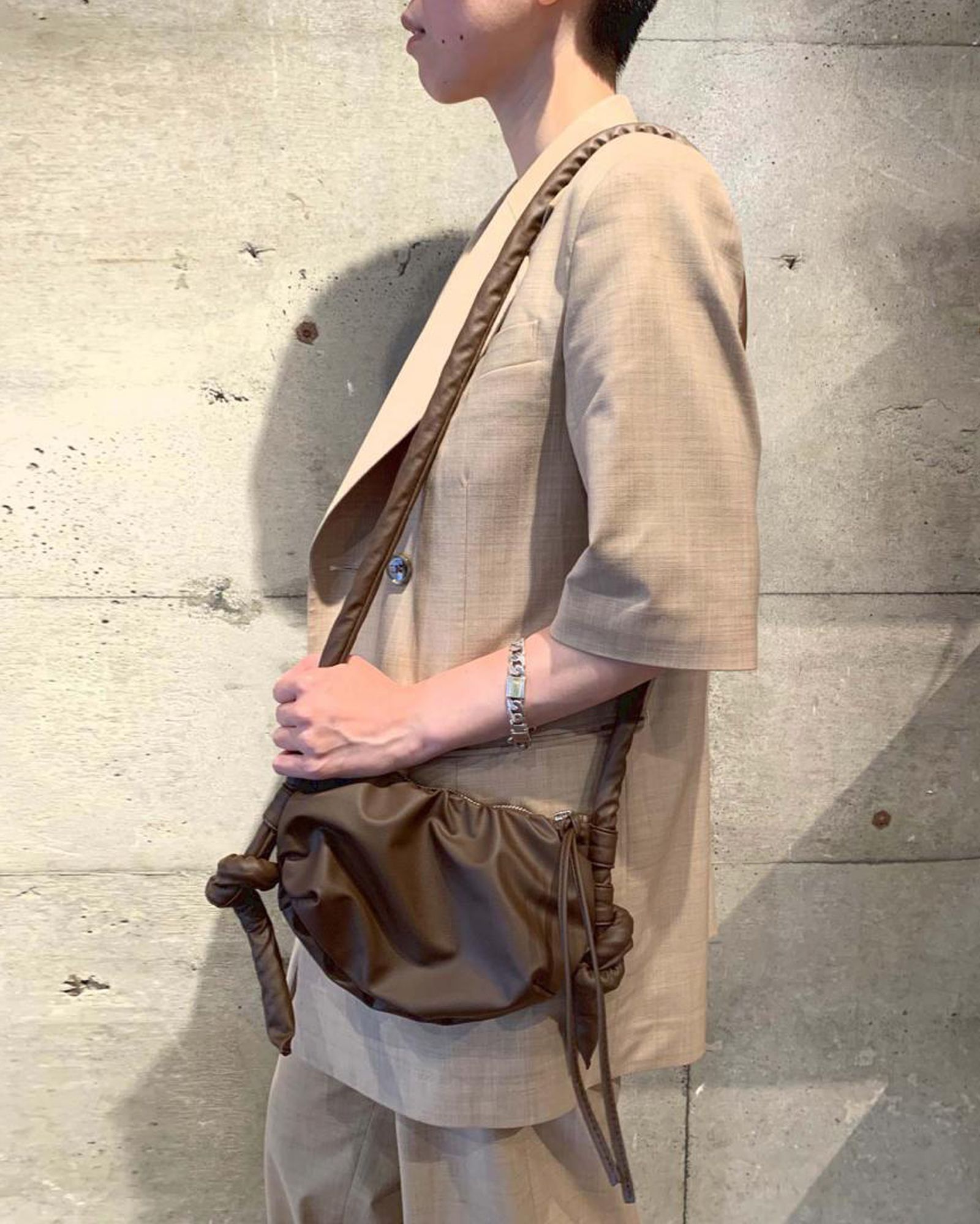 Fake Leather Half Moon Mini Bag