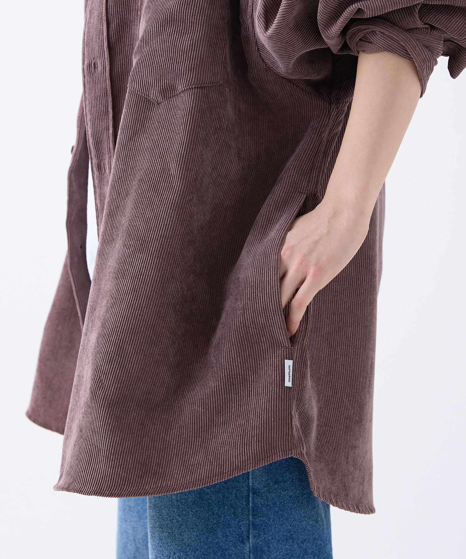OVERSIZED CORDUROY SHIRT / オーバーサイズ コーデュロイ シャツ / レディッシュブラウン / MTM-SH-0164-23-C