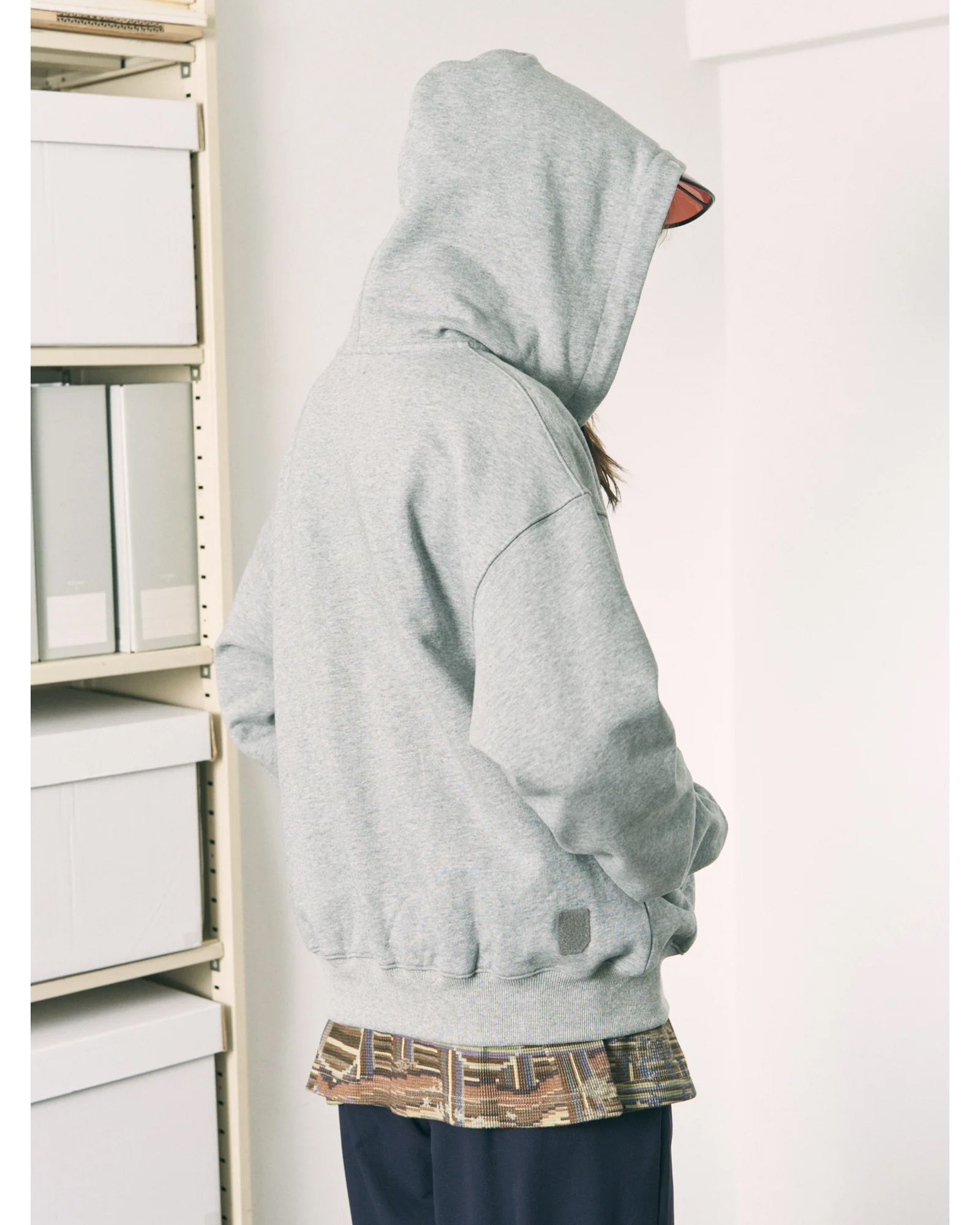 Visor Button Hoodie / ボタン パーカー / ヘザーグレー / PD-262-HCS-041