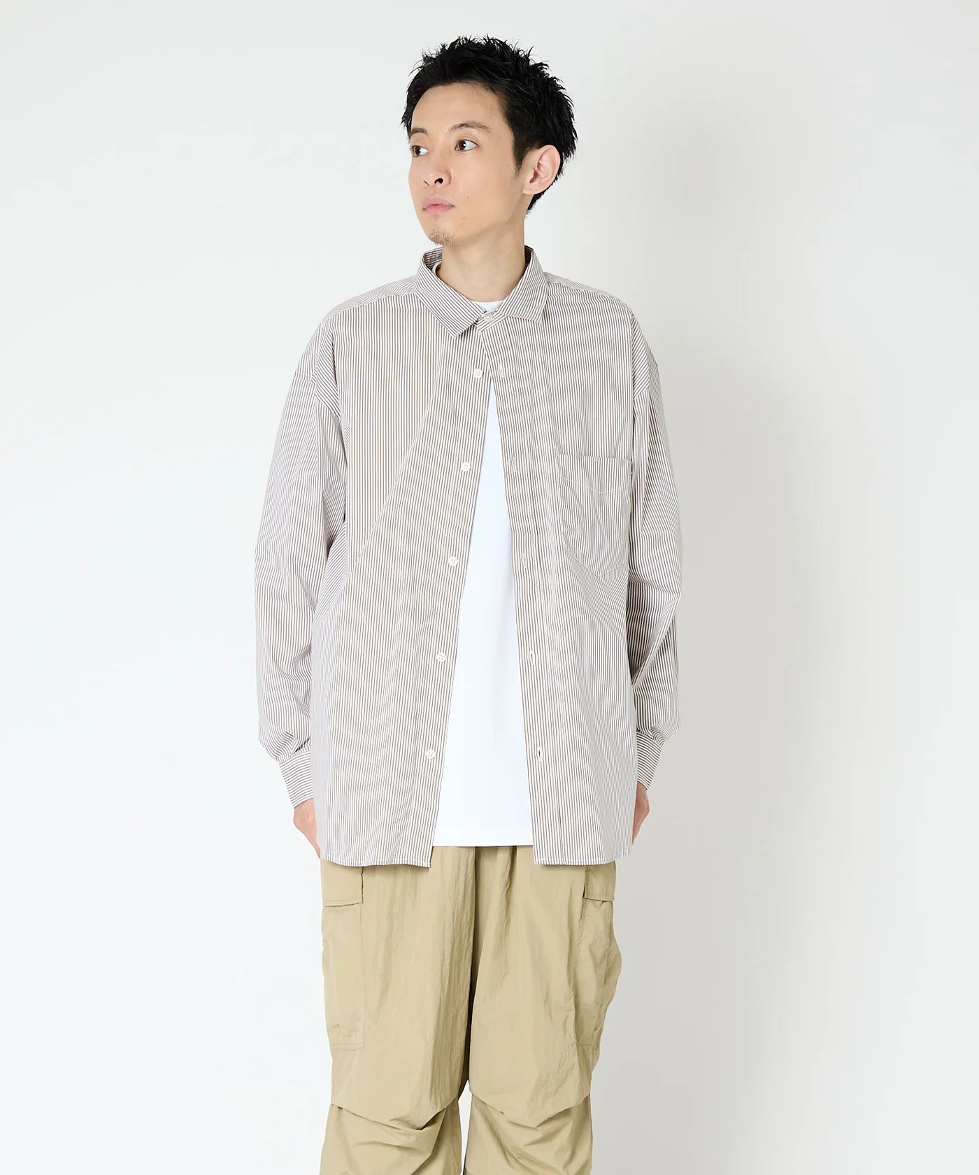 LOOSE STRIPE SHIRT L/S / ルーズ ストライプ シャツ / ブラウン / MTM-SH-0266-24-B