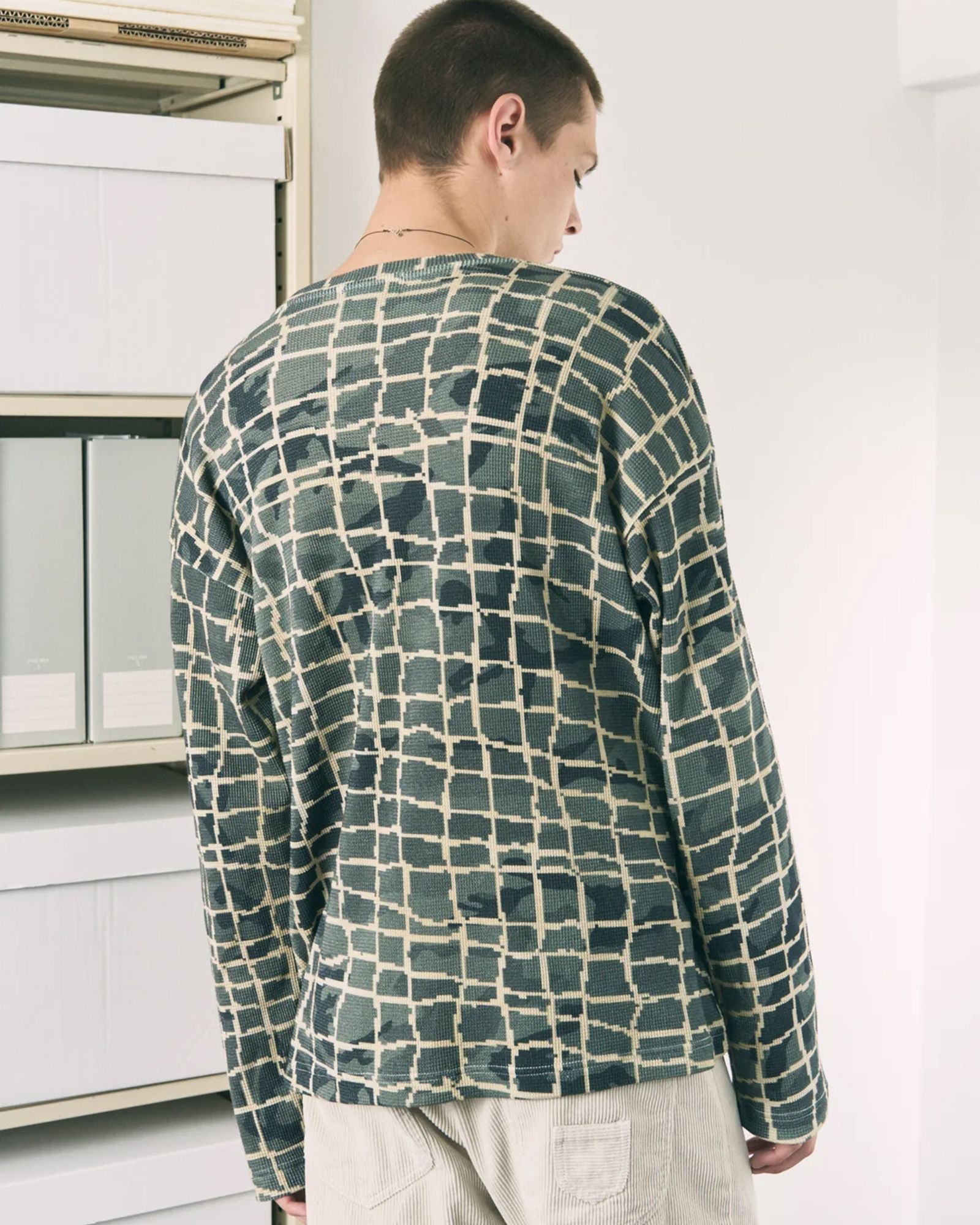 Net L/S Waffle Thermal / ワッフル ロングスリーブTシャツ / ベージュ / PD-262-LCS-022