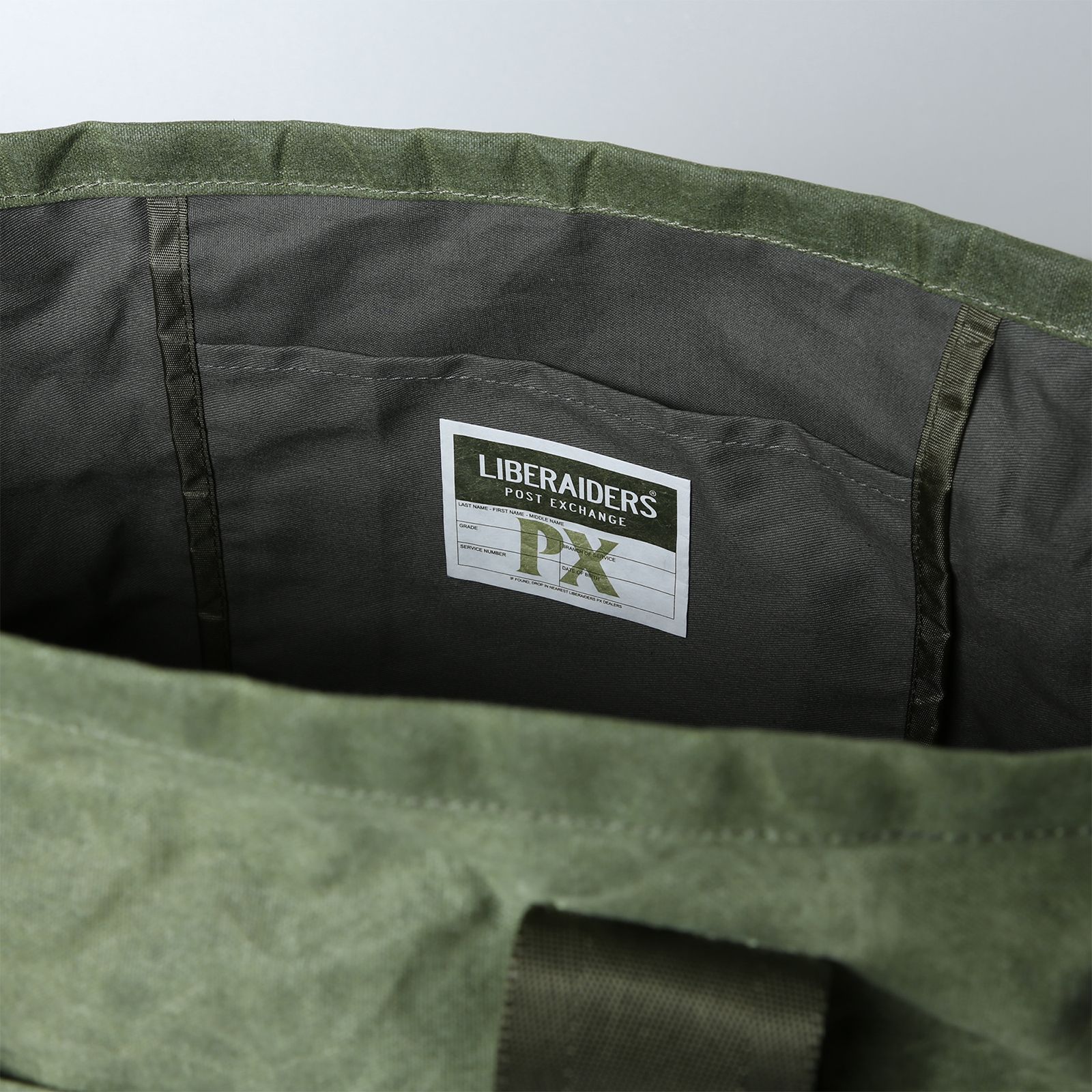 【ラスト1点】liberaiders px canvas tote bag / オリーブ