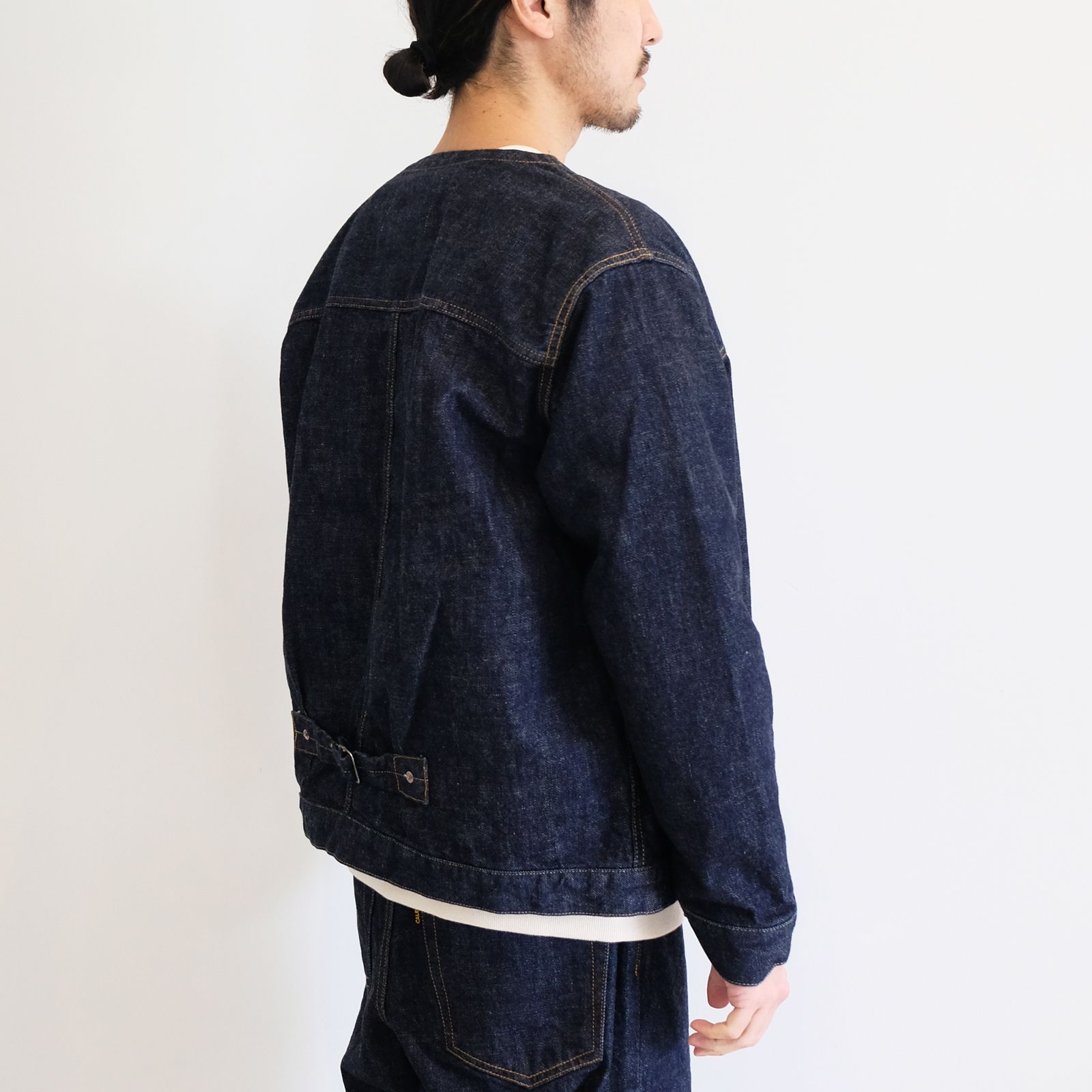 CALEE - [ラスト1点 L ] 1st type no collar denim jacket