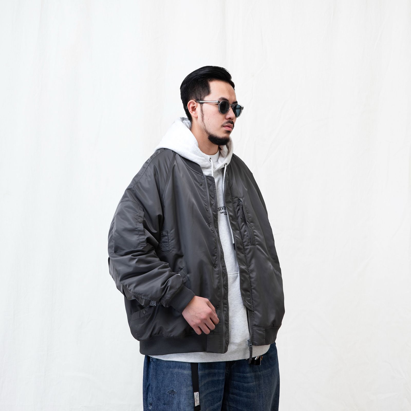 【ラスト1点 L 】water-repellent padded ma-1 jacket / ダークグレー