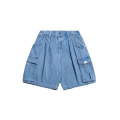 washed double cargo shorts / ウォッシュドデニムブルー