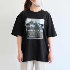 [ラスト1点 XL ] 【グッドネイバーズシャツ×YARD WORKS】フォトプリント ビックシルエットTシャツ / big silhouette Tee / ブラック