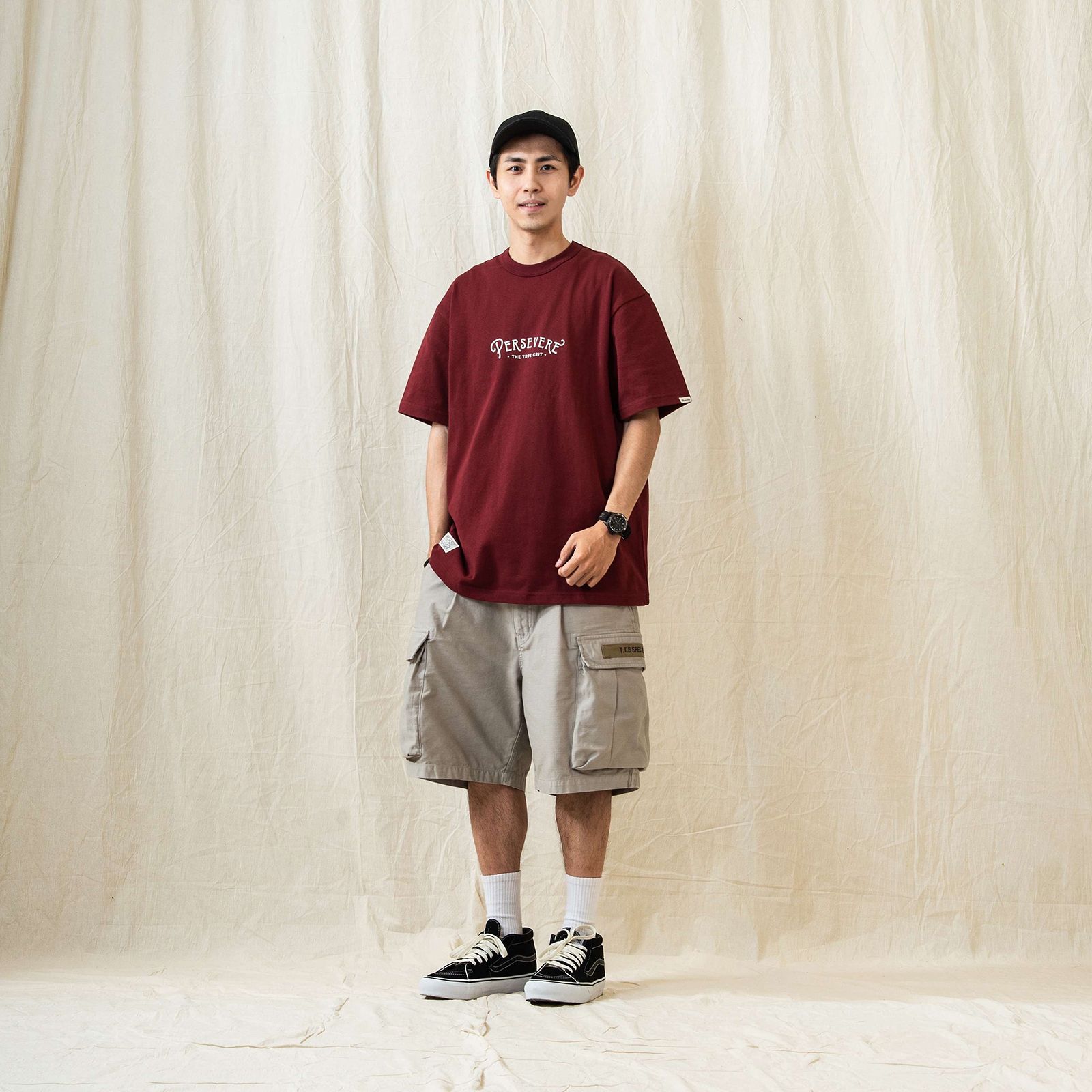 handwritten logotype t-shirt / クラレット