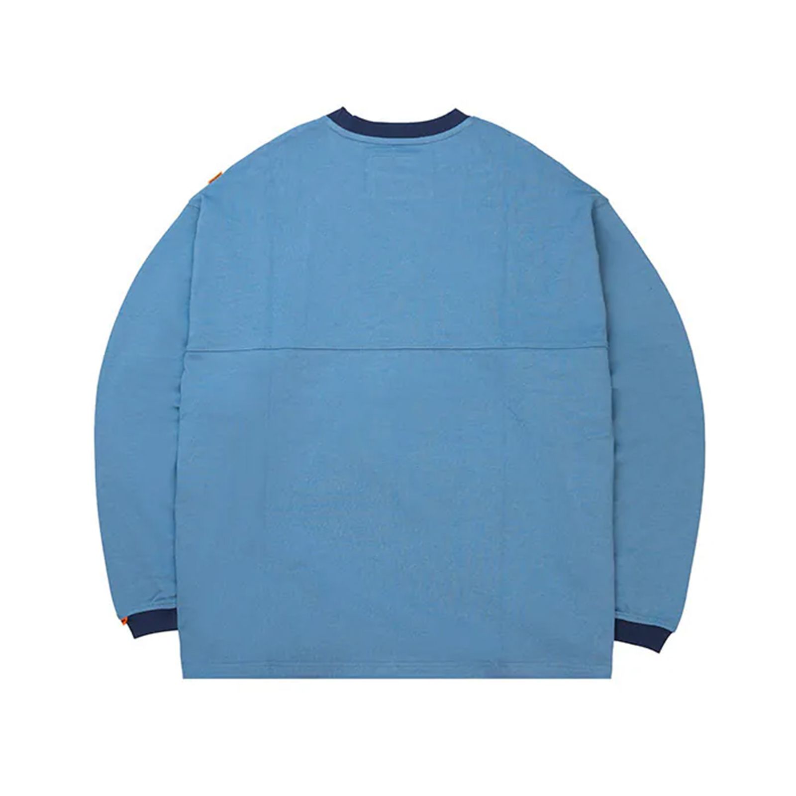 【ラスト1点 4 】BASIC L/S TEE WITH CONTRASTING RIBBED TRIMS / ブルー